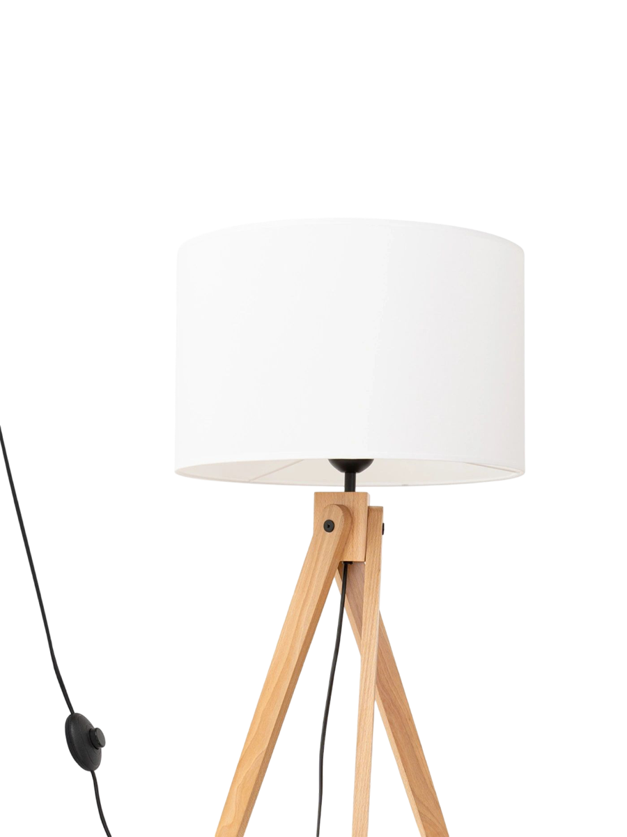 
Design Stehlampe "Natt" - Weiss/Naturfarbenes Holz