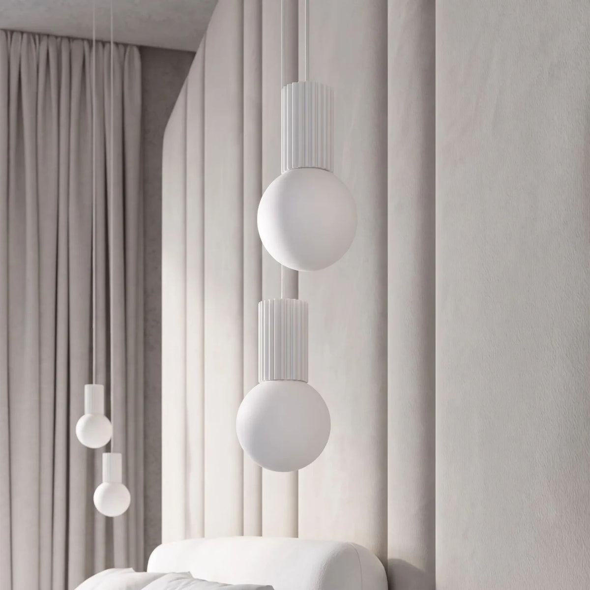 
Design Pendellampe „Halo“, 2-flammig - Weiss