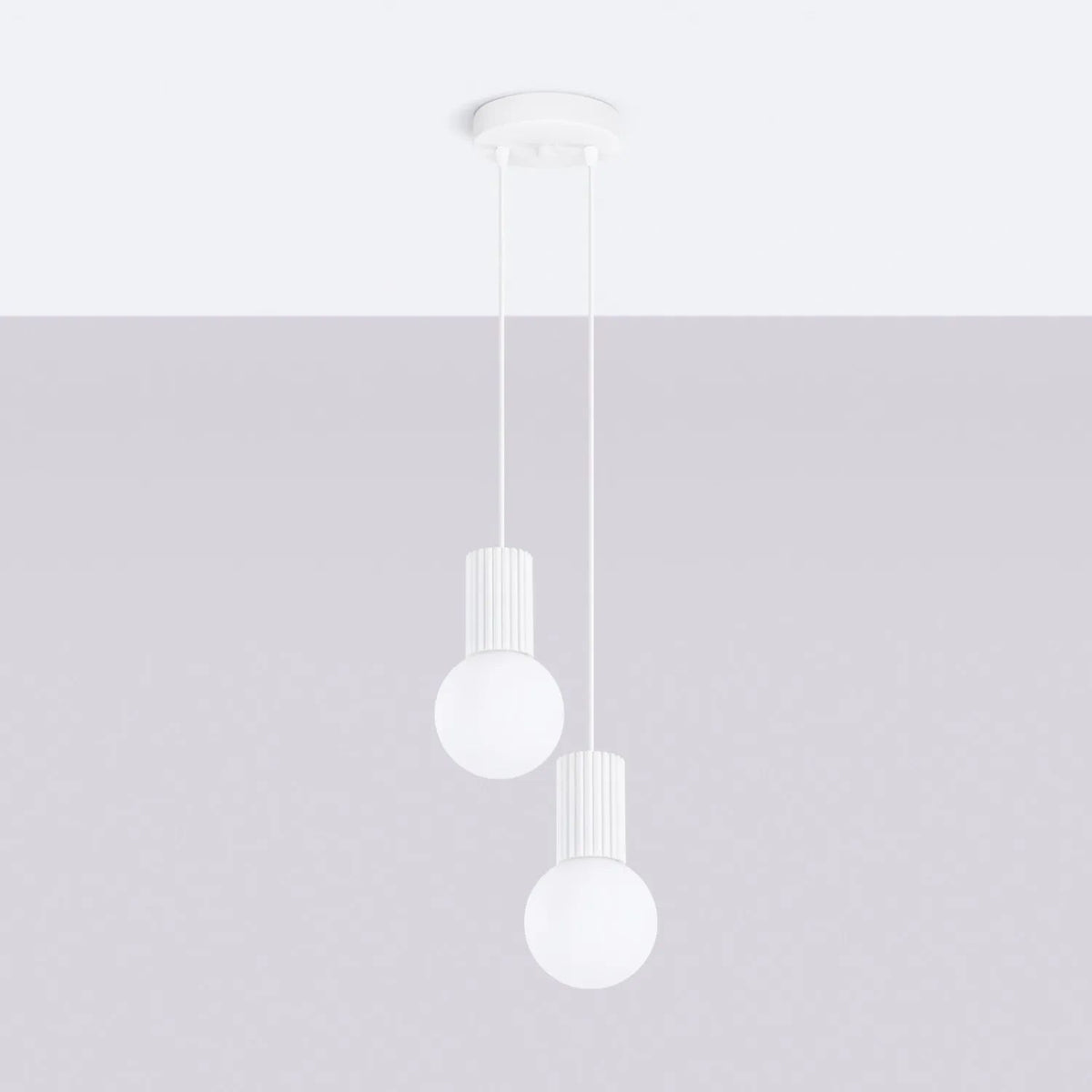 
Design Pendellampe „Halo“, 2-flammig - Weiss