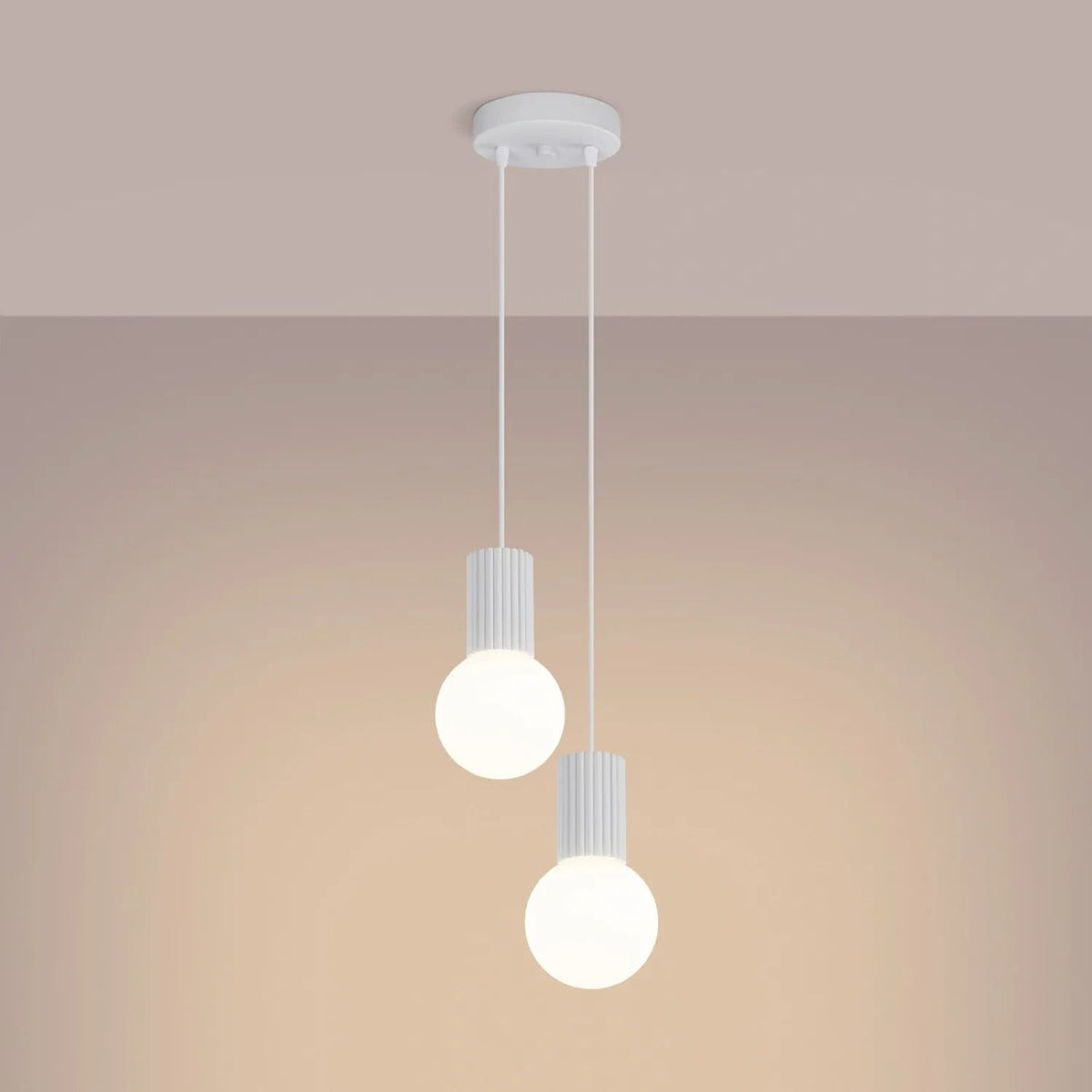 
Design Pendellampe „Halo“, 2-flammig - Weiss
