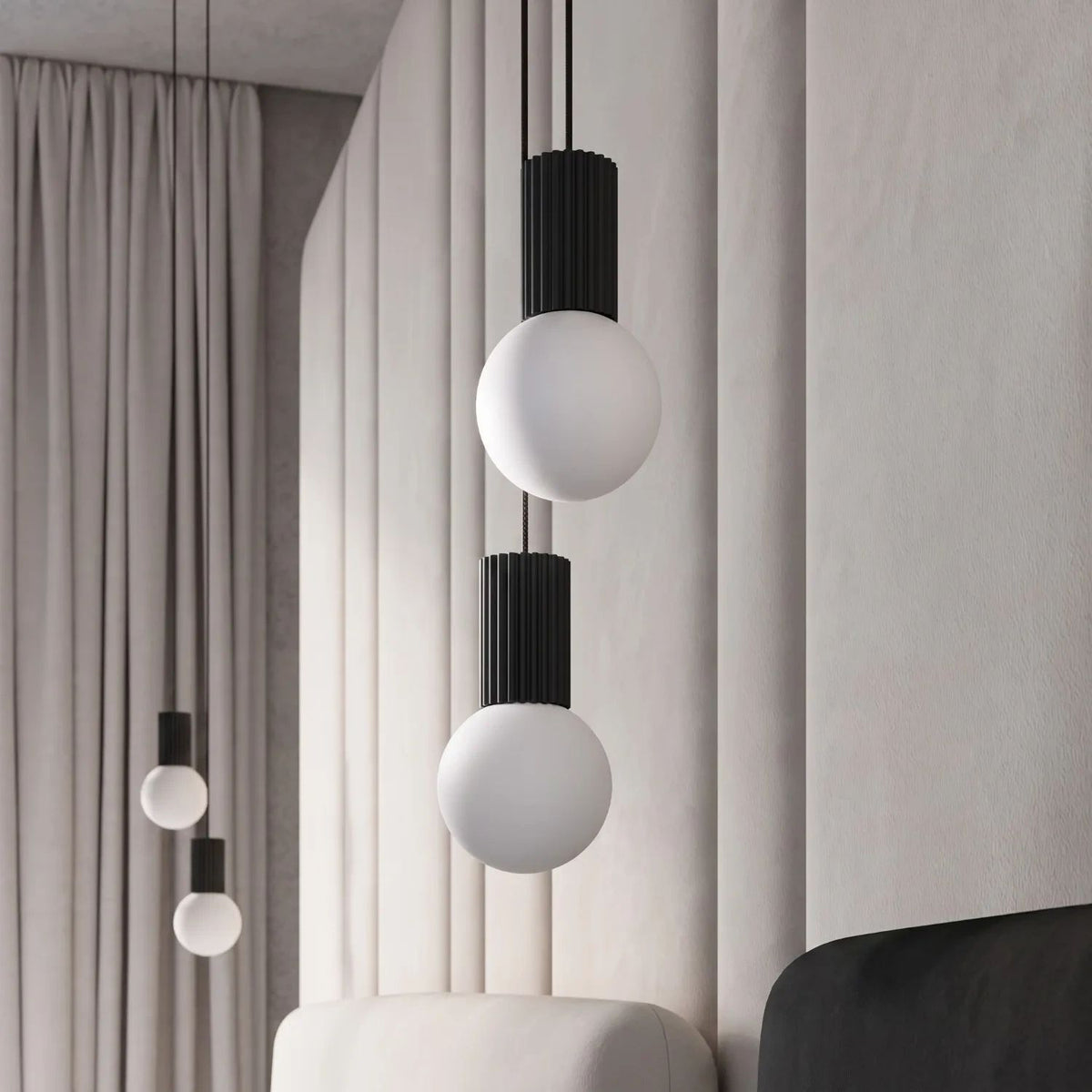 
Design Pendellampe „Halo“, 2-flammig - Schwarz