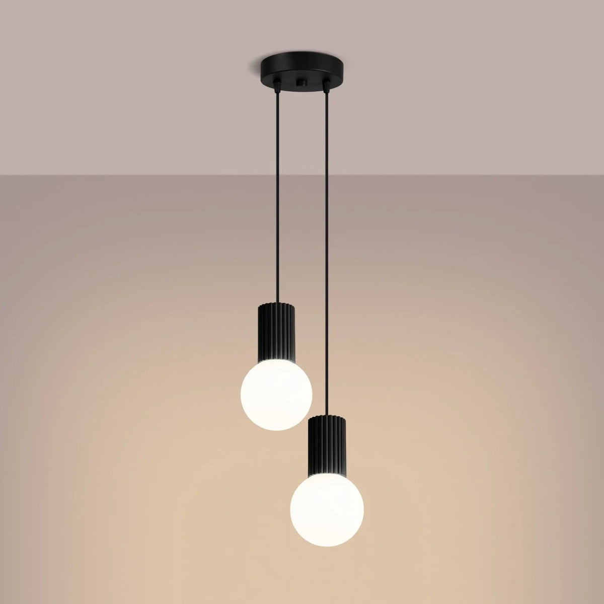 
Design Pendellampe „Halo“, 2-flammig - Schwarz