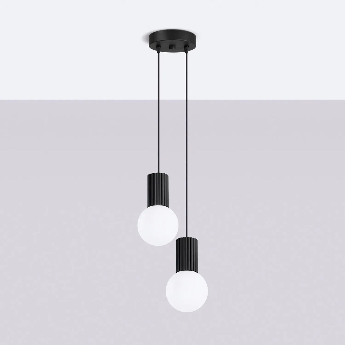 
Design Pendellampe „Halo“, 2-flammig - Schwarz