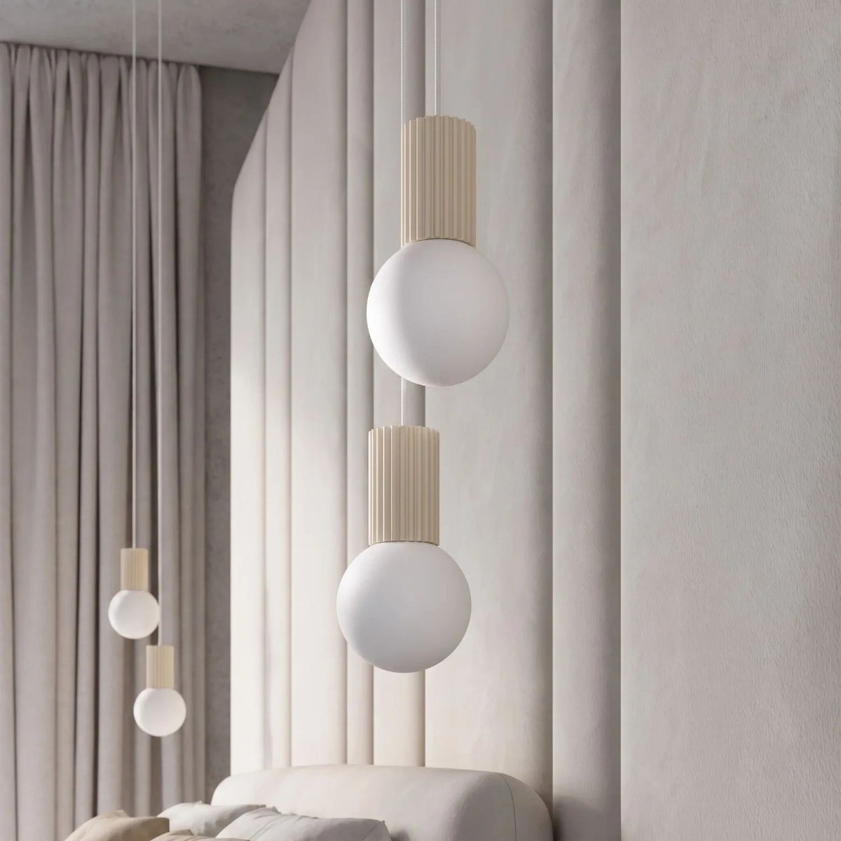 
Lampada a sospensione di design «Halo» a 2 luci - Beige