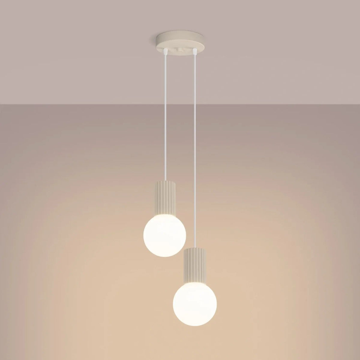 
Lampada a sospensione di design «Halo» a 2 luci - Beige