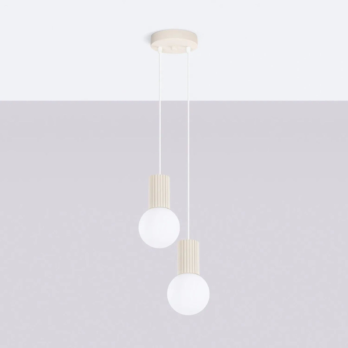 
Lampada a sospensione di design «Halo» a 2 luci - Beige
