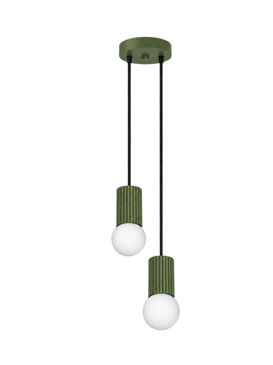 
Design Pendellampe „Halo“, 2-flammig - Olivgrün