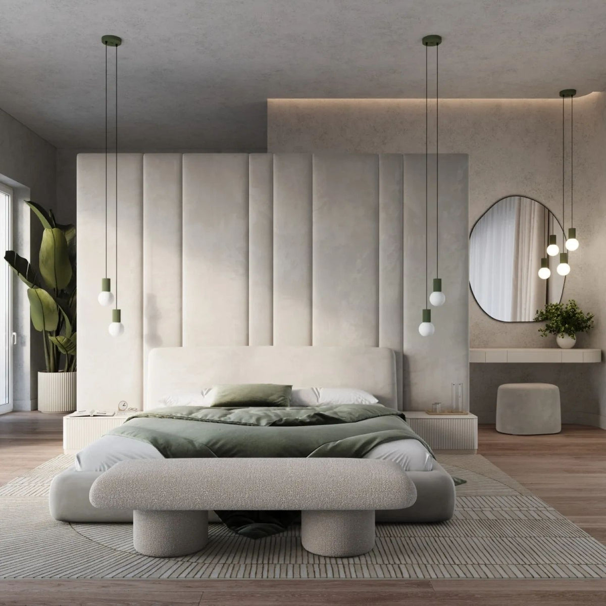 
Design Pendellampe „Halo“, 2-flammig - Olivgrün