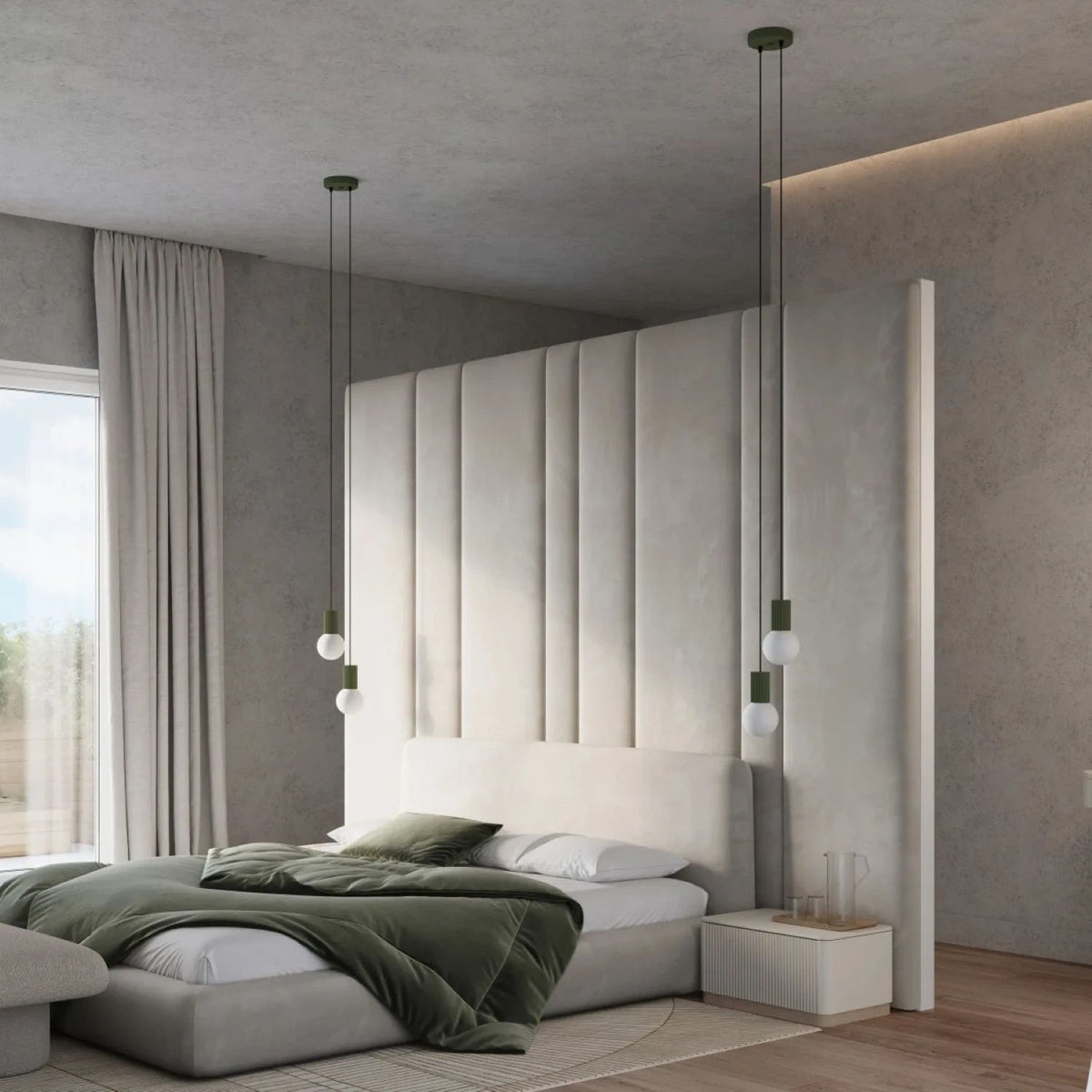 
Design Pendellampe „Halo“, 2-flammig - Olivgrün