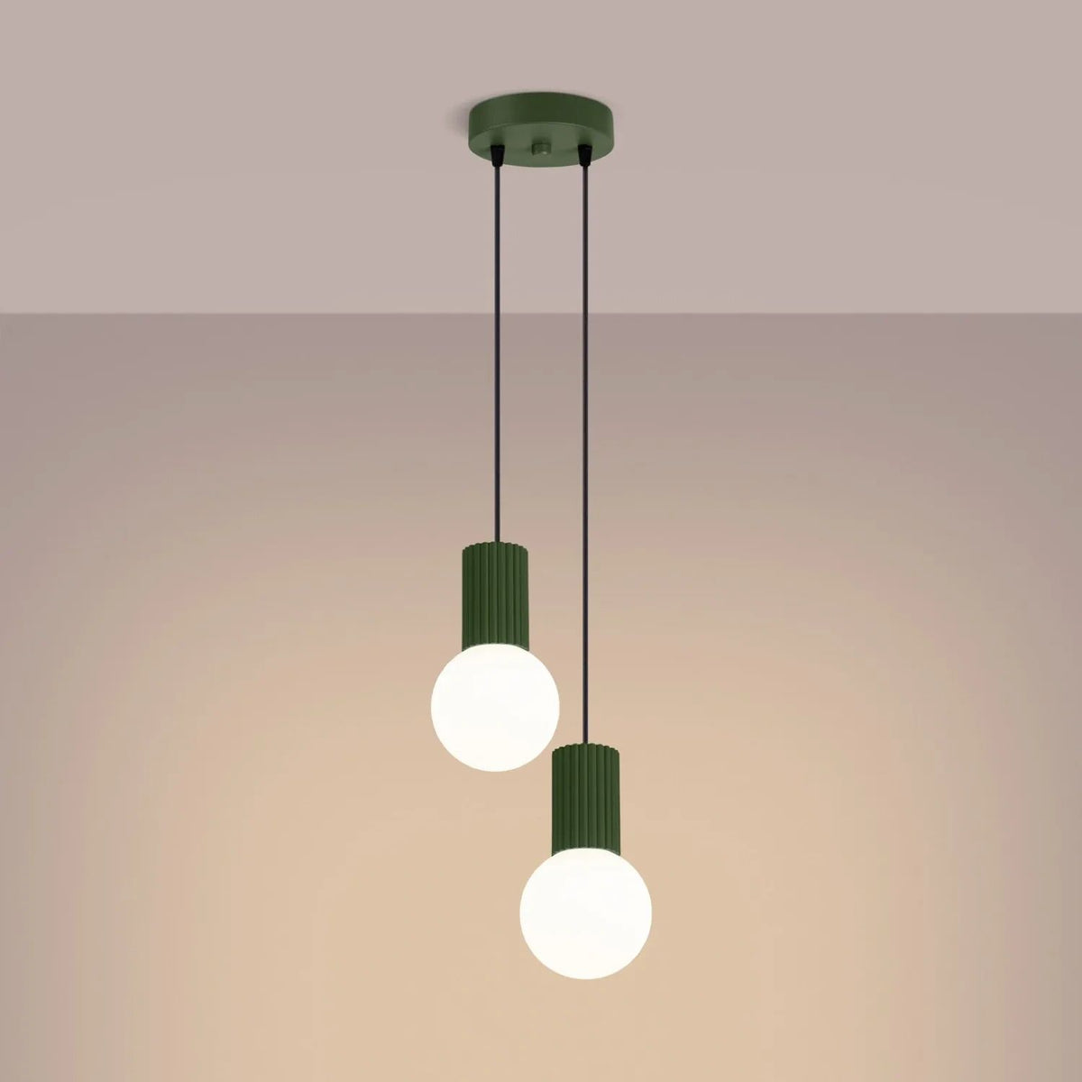 
Design Pendellampe „Halo“, 2-flammig - Olivgrün