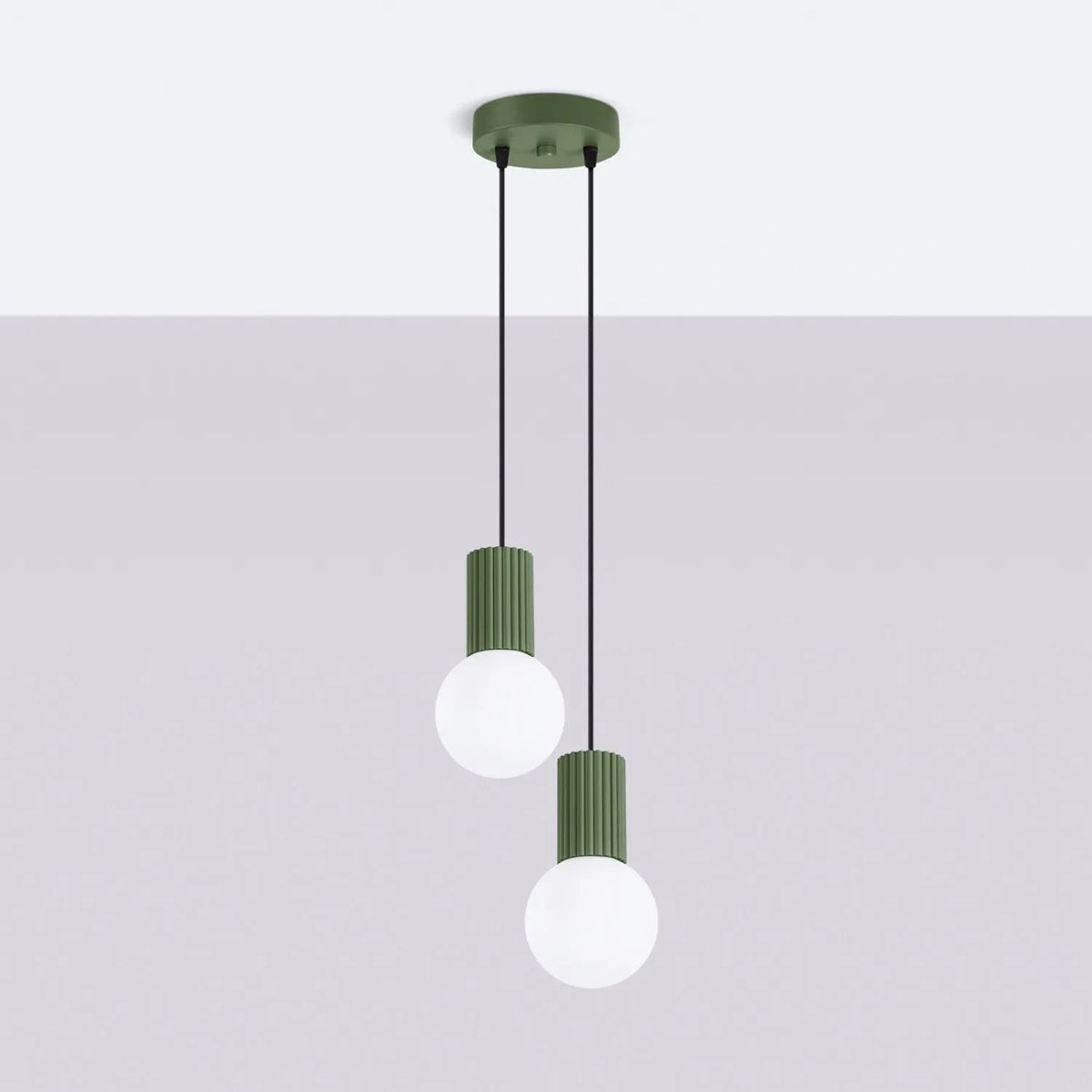 
Design Pendellampe „Halo“, 2-flammig - Olivgrün
