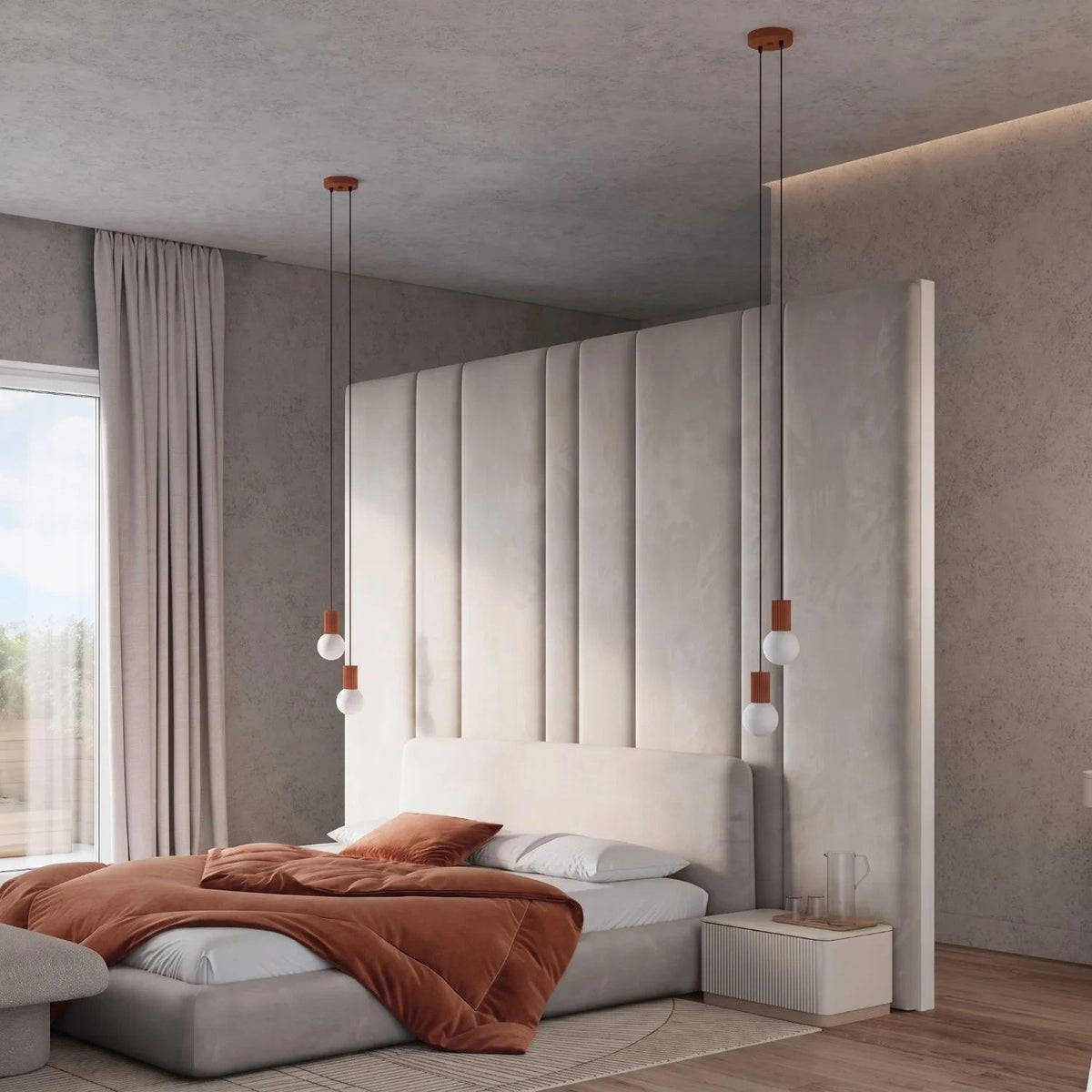 
Design Pendellampe „Halo“, 2-flammig - Ockerrot