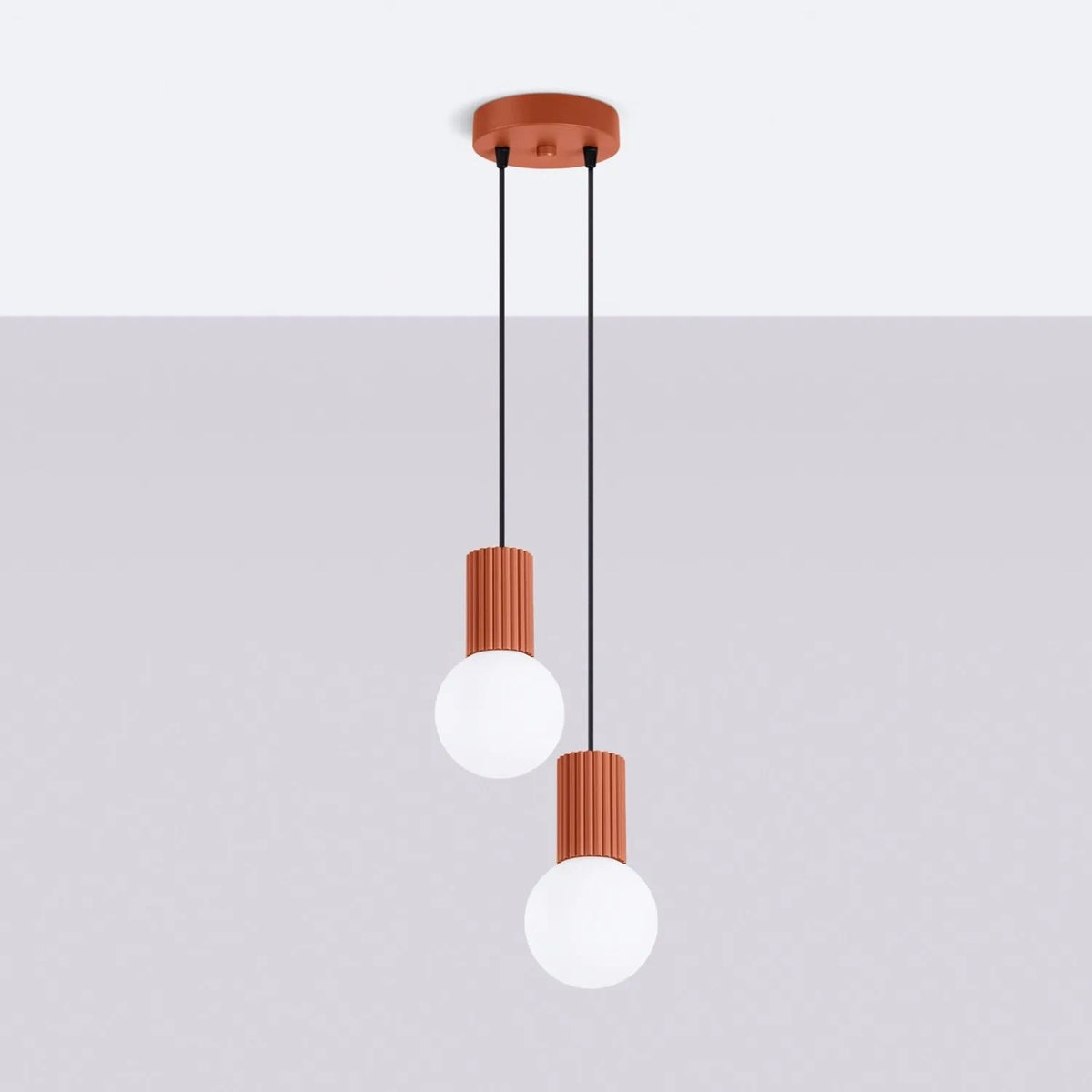 
Design Pendellampe „Halo“, 2-flammig - Ockerrot