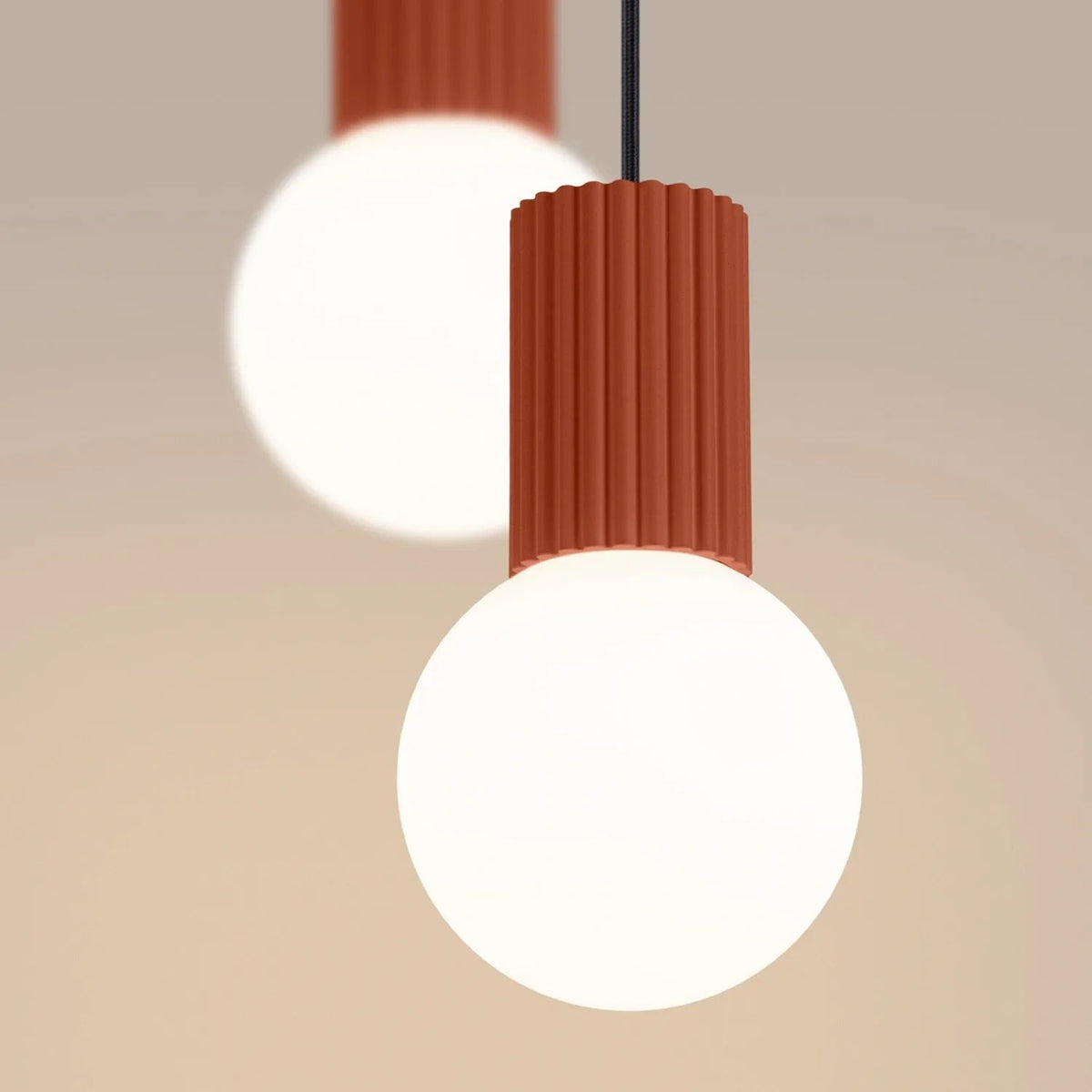 
Design Pendellampe „Halo“, 2-flammig - Ockerrot
