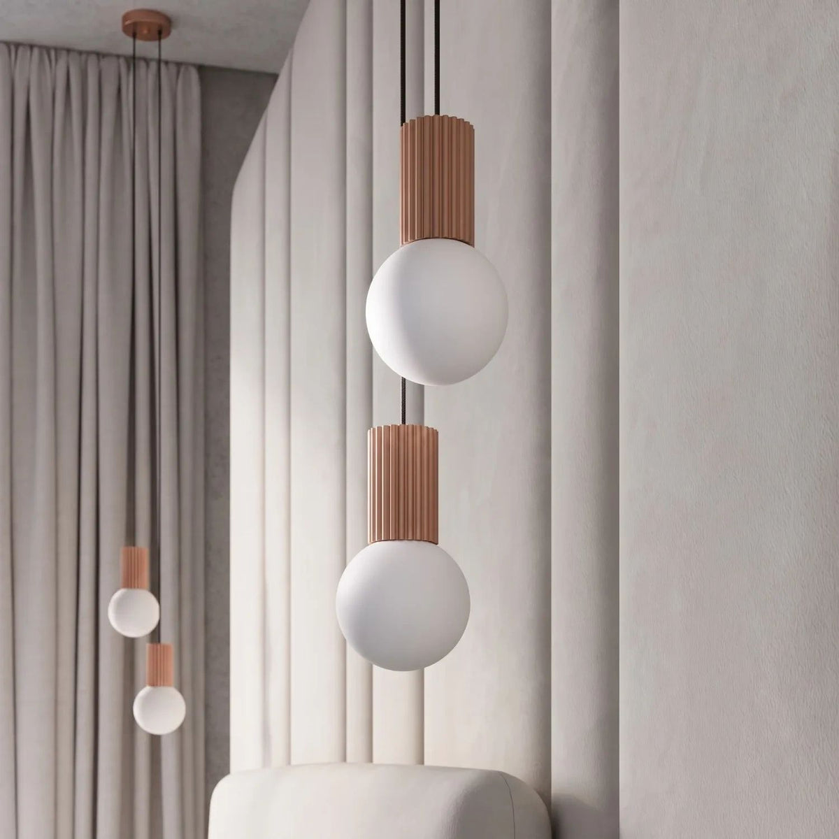 
Design Pendellampe „Halo“, 2-flammig - Mokka