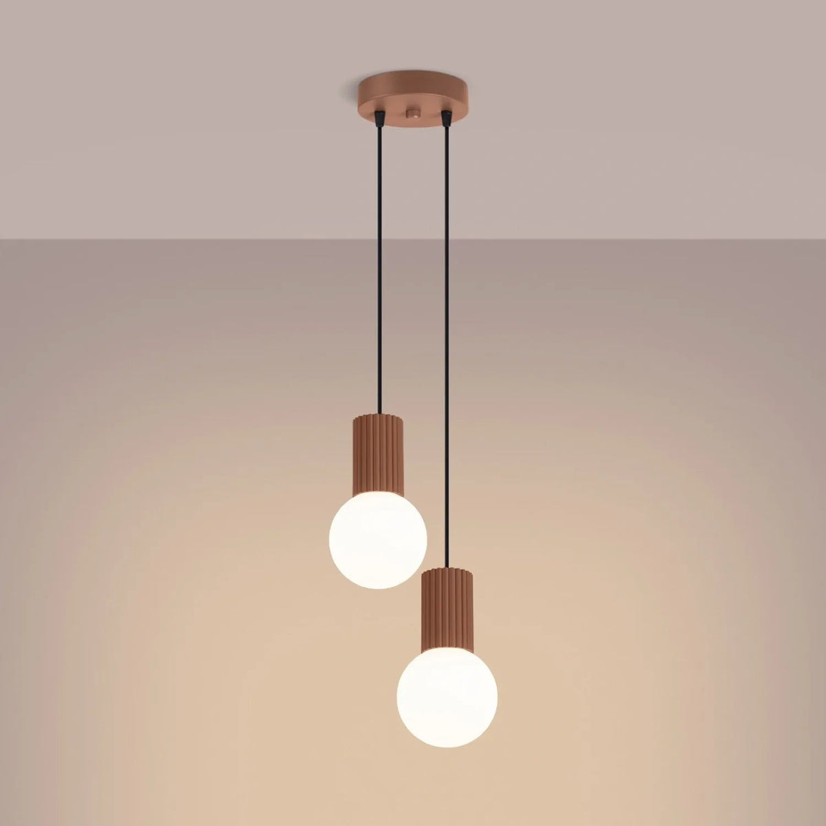 
Design Pendellampe „Halo“, 2-flammig - Mokka