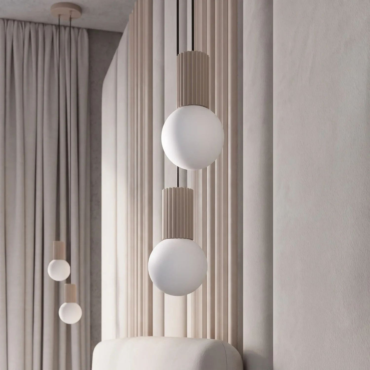 
Design Pendellampe „Halo“, 2-flammig - Taupe