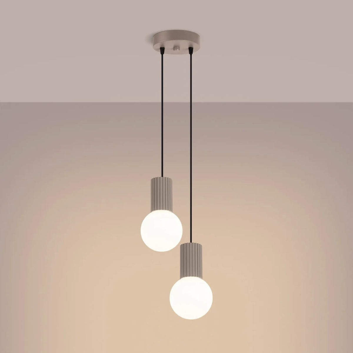
Design Pendellampe „Halo“, 2-flammig - Taupe