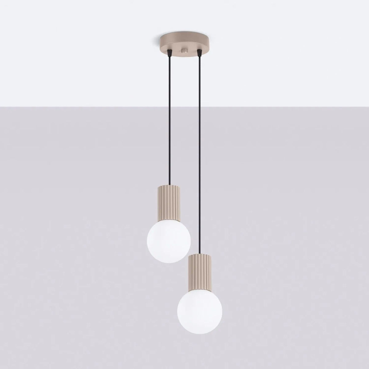 
Design Pendellampe „Halo“, 2-flammig - Taupe