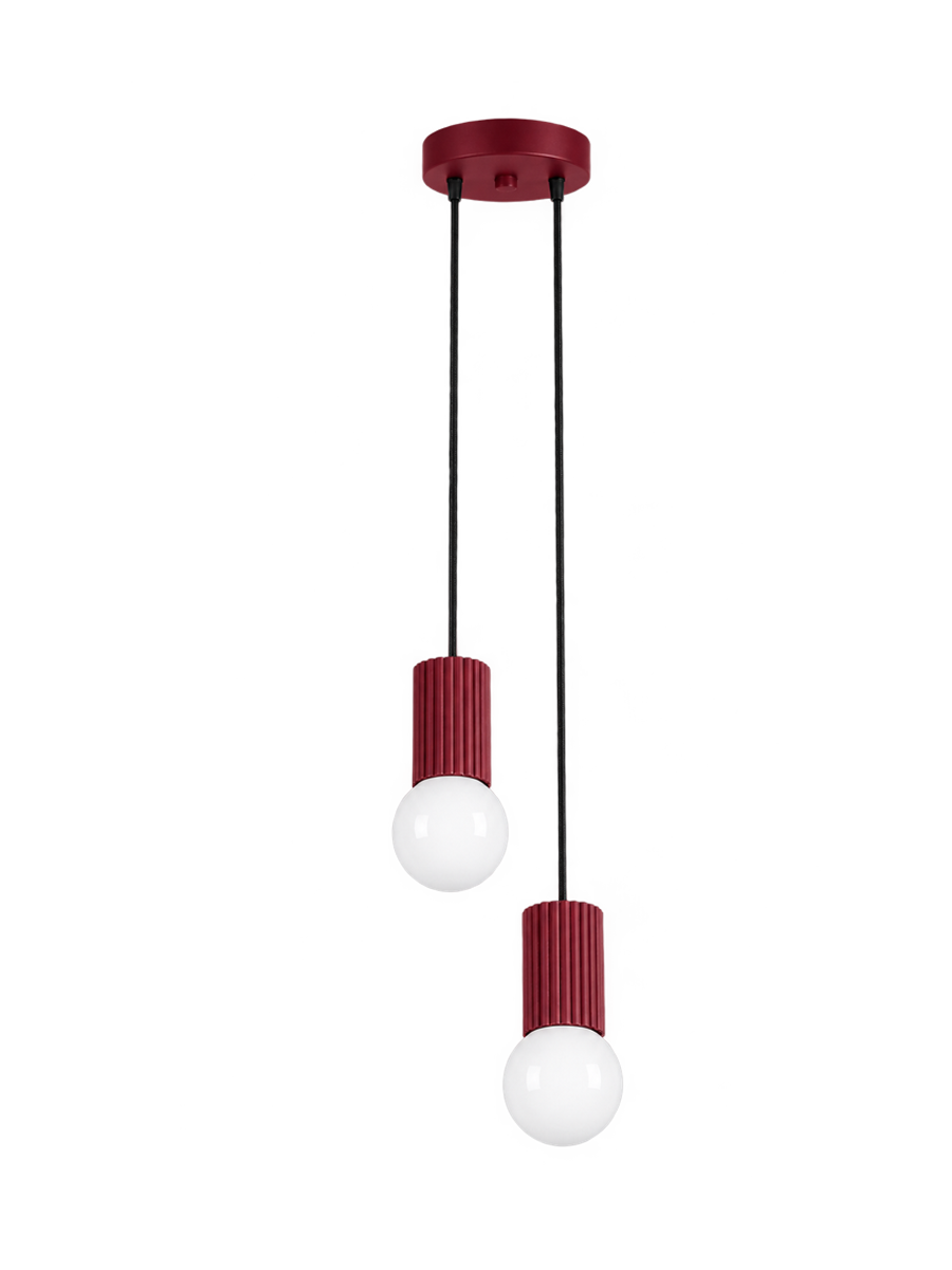 
Design Pendellampe „Halo“, 2-flammig - Burgundrot
