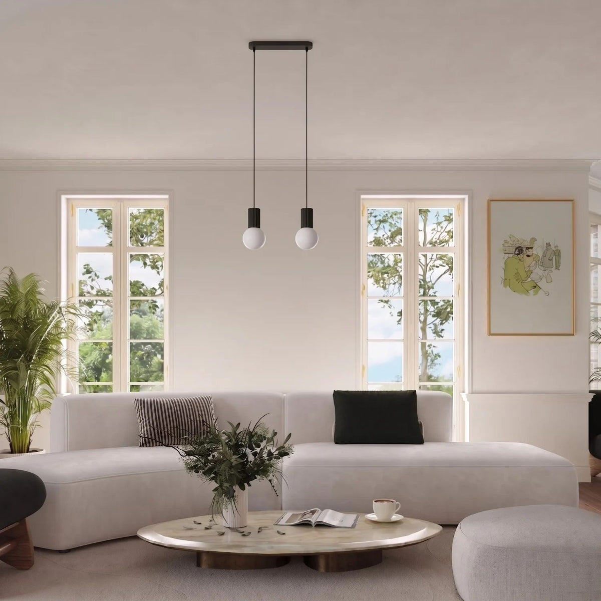
Design Pendellampe „Halo II“, 2-flammig - Schwarz