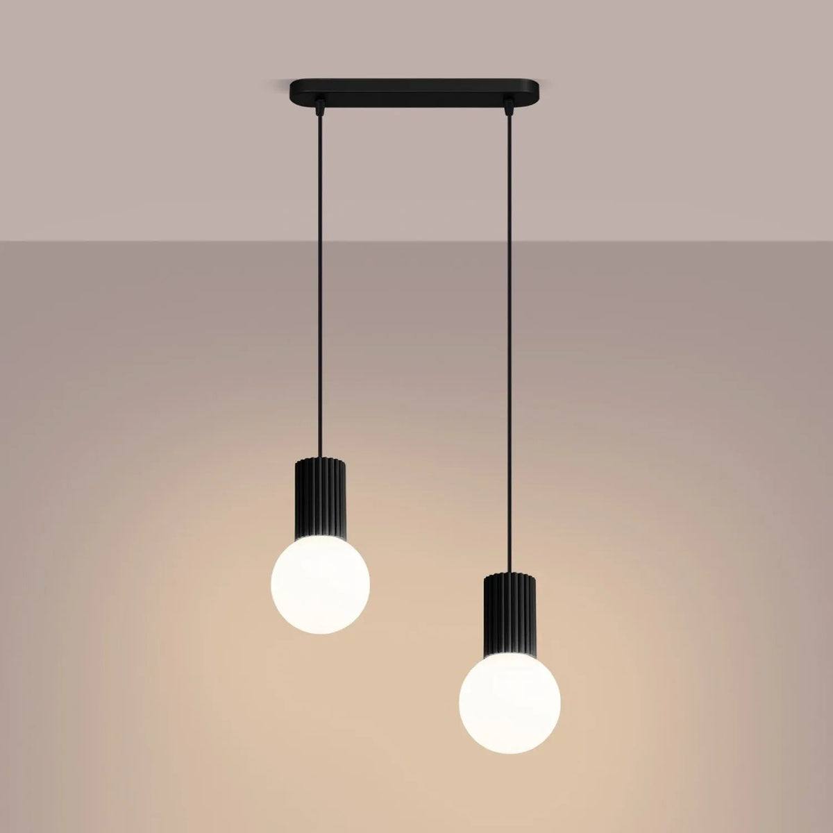 
Design Pendellampe „Halo II“, 2-flammig - Schwarz