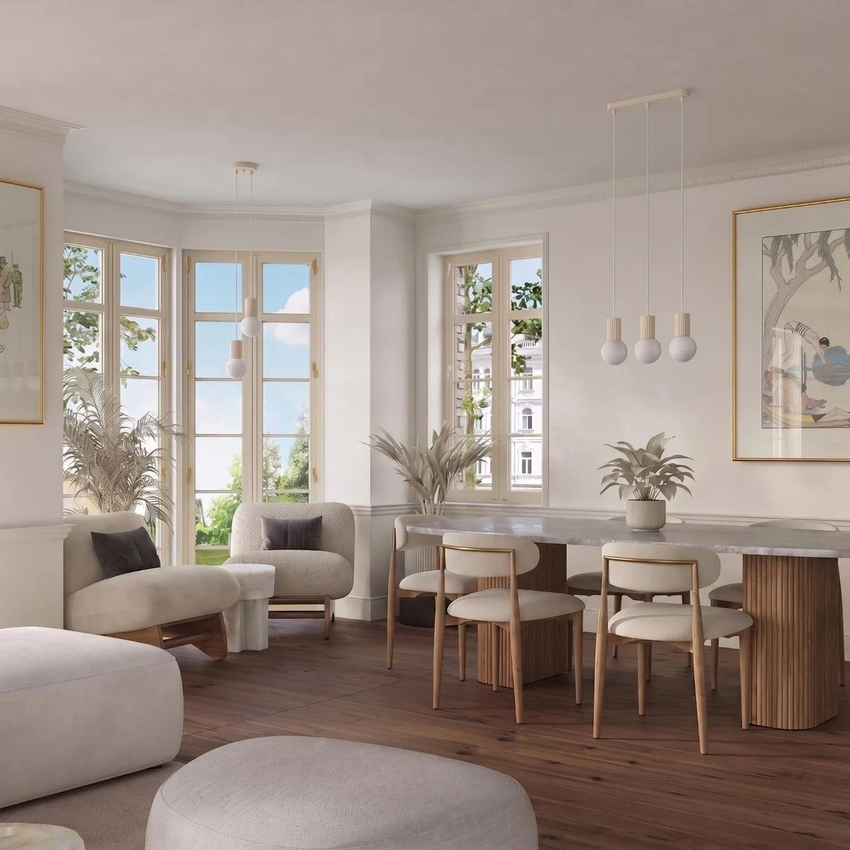 
Design Pendellampe „Halo II“, 2-flammig - Beige