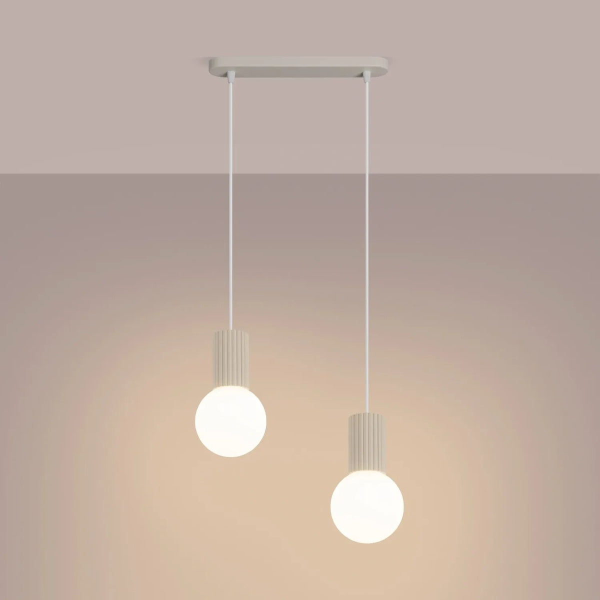 
Design Pendellampe „Halo II“, 2-flammig - Beige
