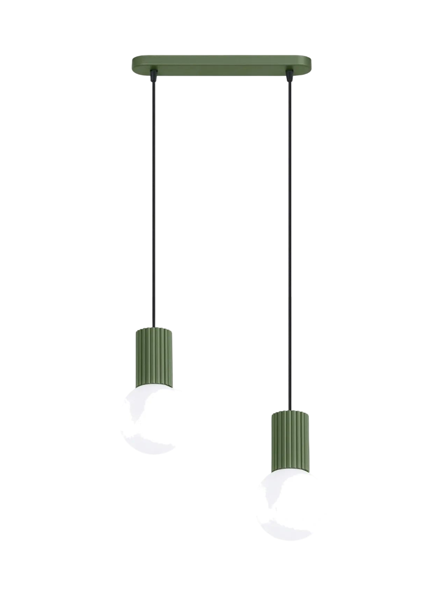 
Design Pendellampe „Halo II“, 2-flammig - Olivgrün