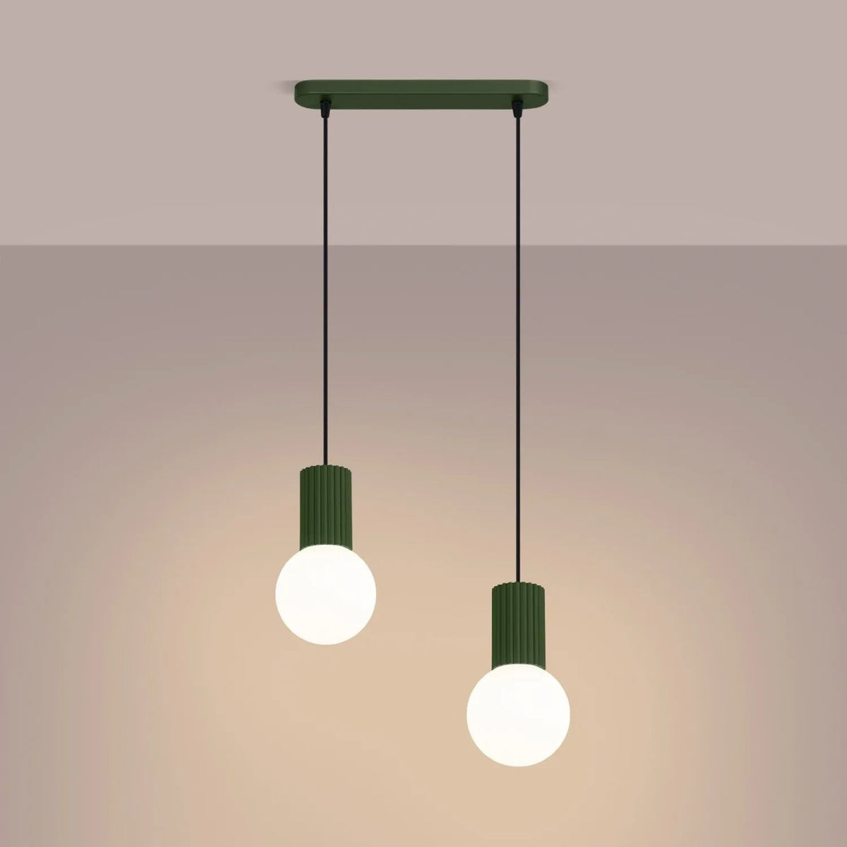 
Design Pendellampe „Halo II“, 2-flammig - Olivgrün