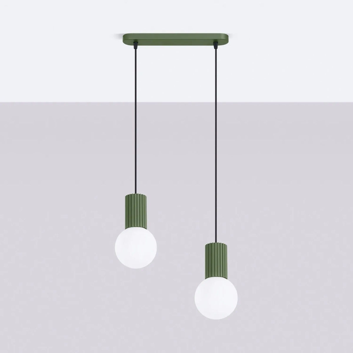 
Design Pendellampe „Halo II“, 2-flammig - Olivgrün