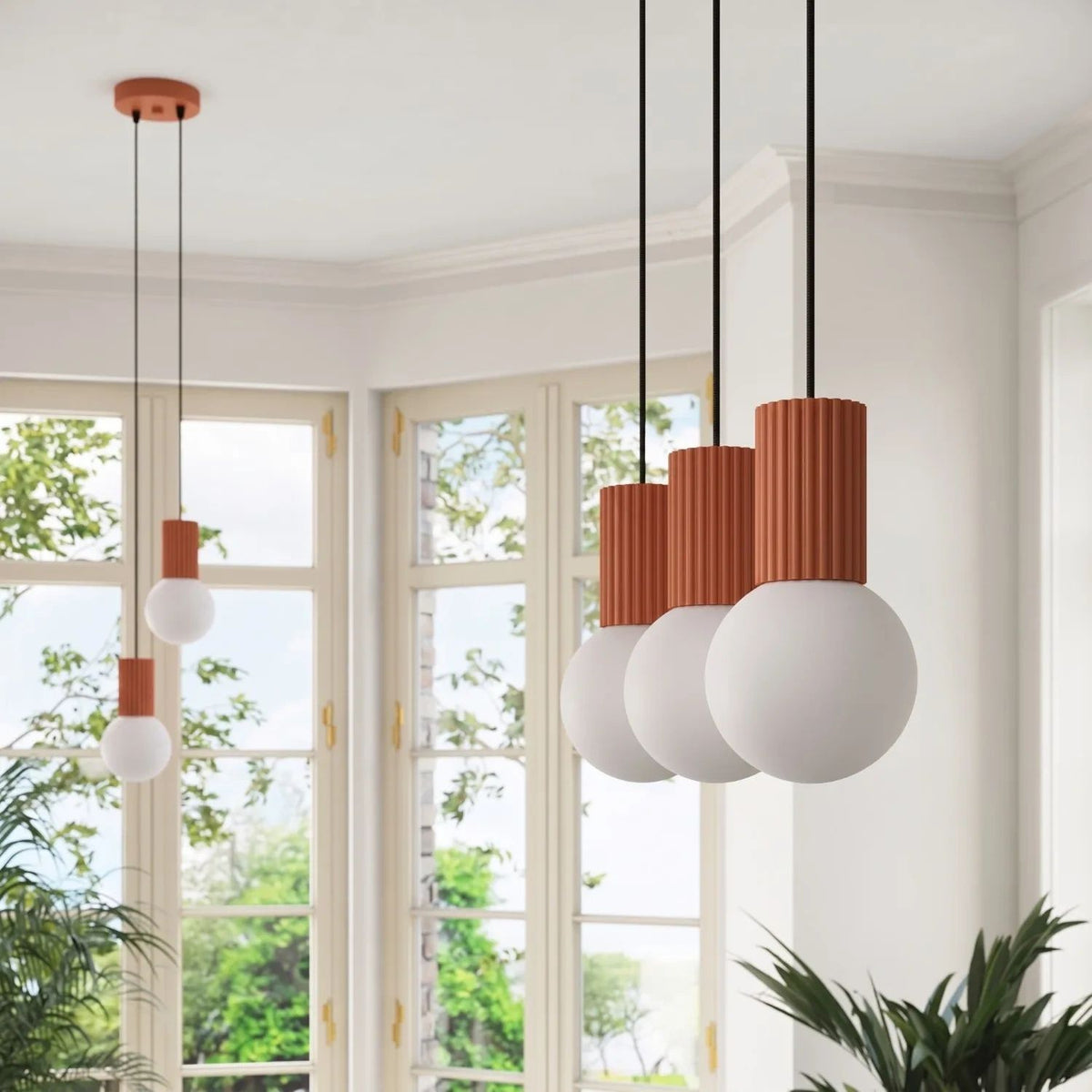 
Design Pendellampe „Halo II“, 2-flammig - Ockerrot