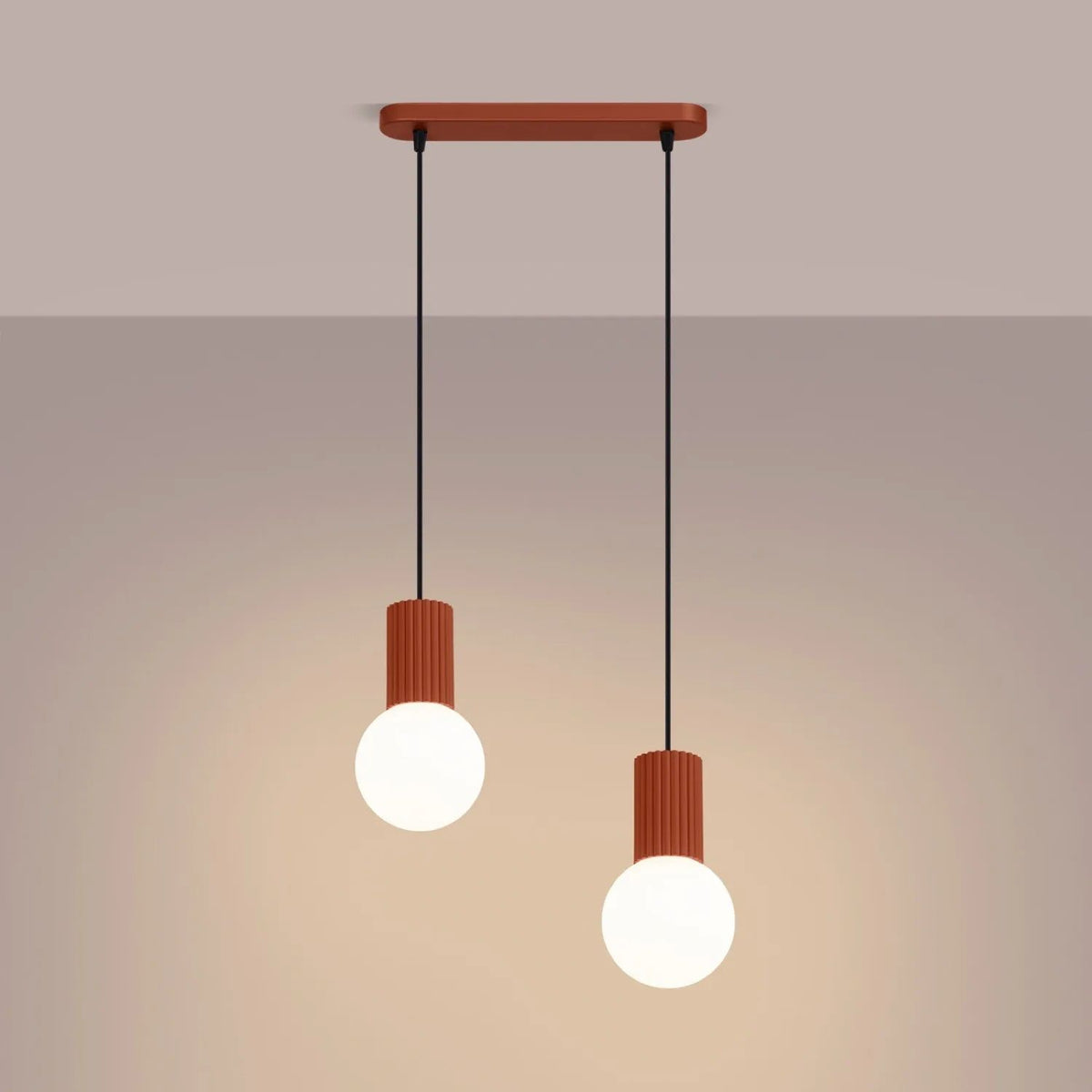 
Design Pendellampe „Halo II“, 2-flammig - Ockerrot
