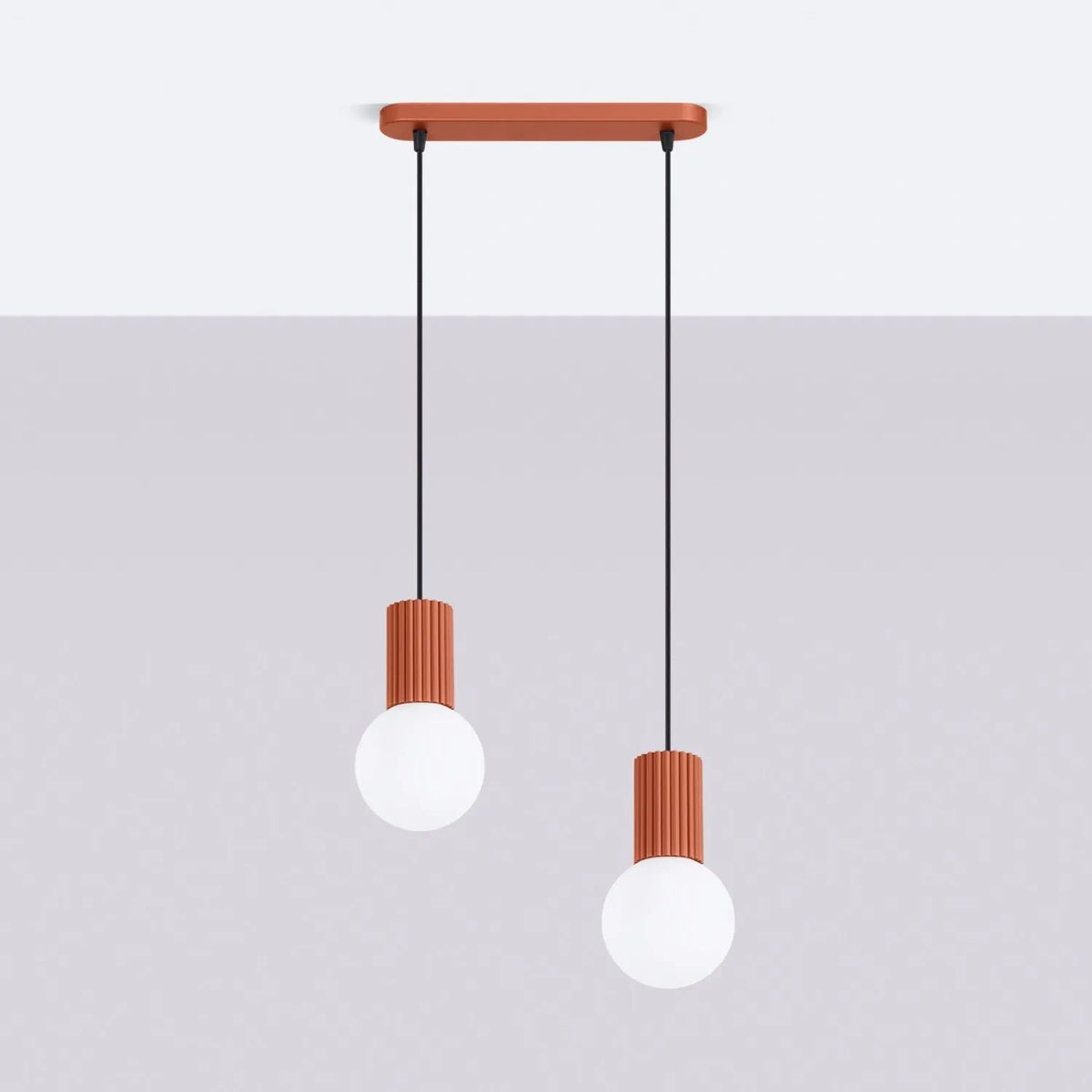 
Design Pendellampe „Halo II“, 2-flammig - Ockerrot