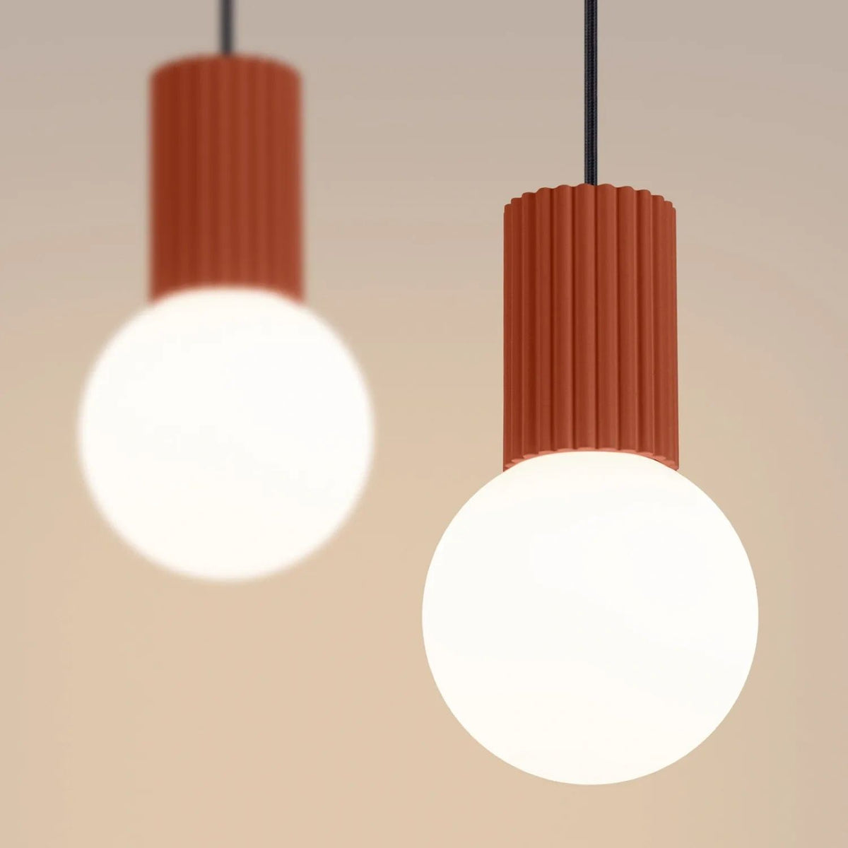 
Design Pendellampe „Halo II“, 2-flammig - Ockerrot