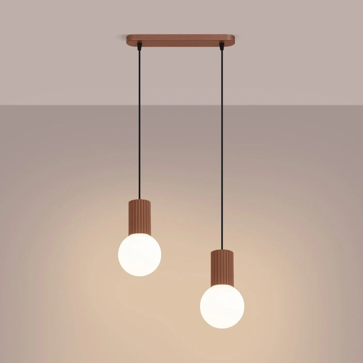 
Design Pendellampe „Halo II“, 2-flammig - Mokka