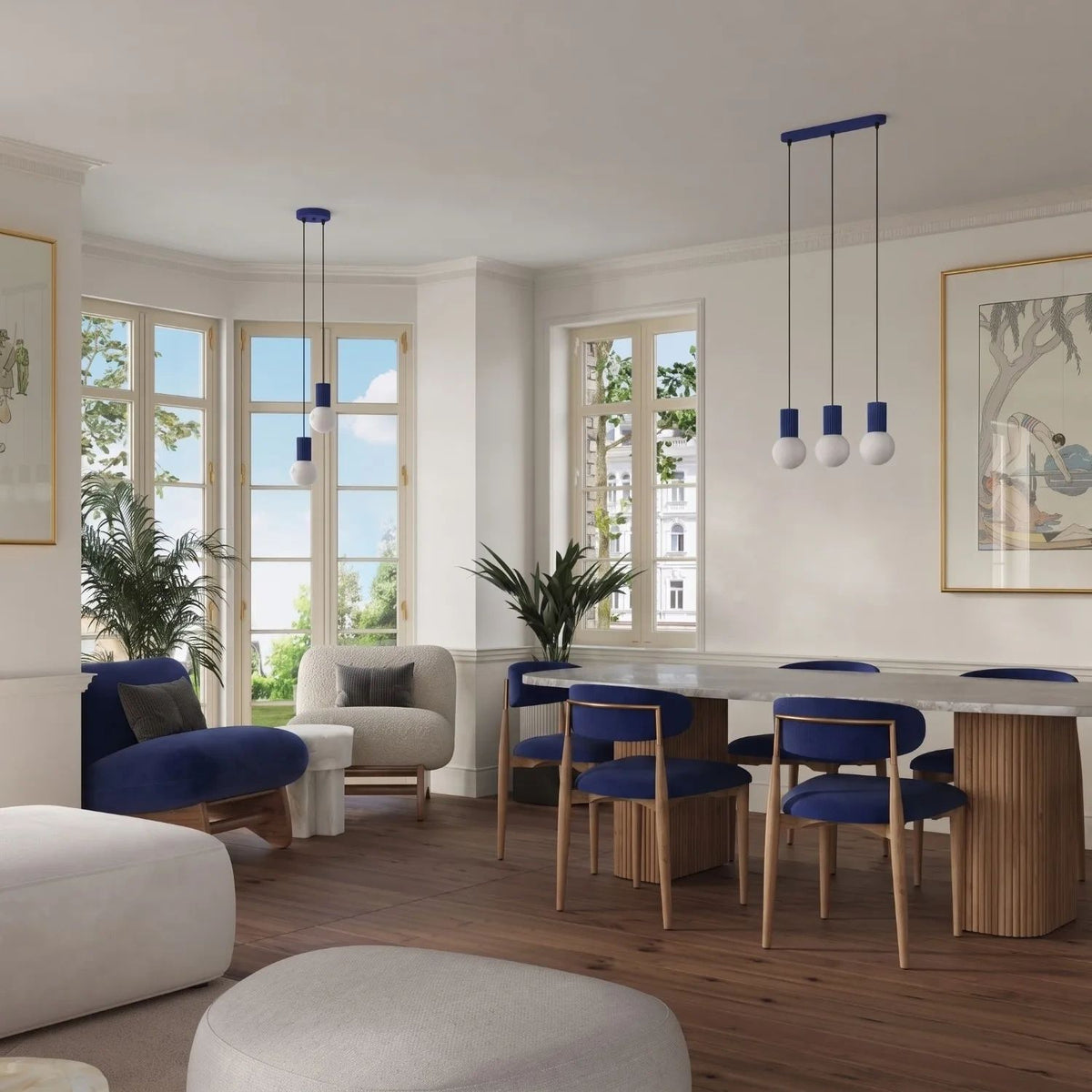 
Design Pendellampe „Halo II“, 2-flammig - Ultramarine