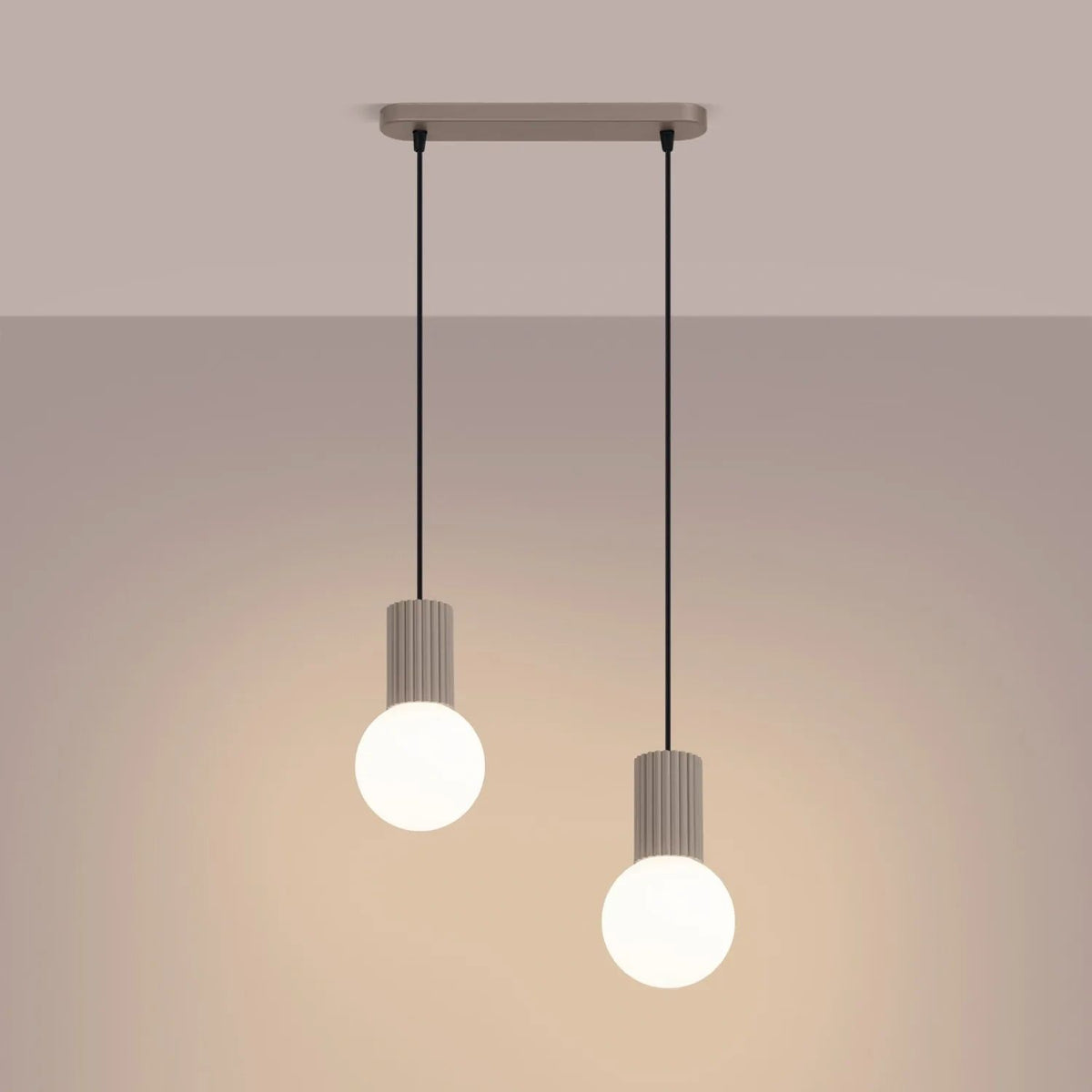 
Design Pendellampe „Halo II“, 2-flammig - Taupe