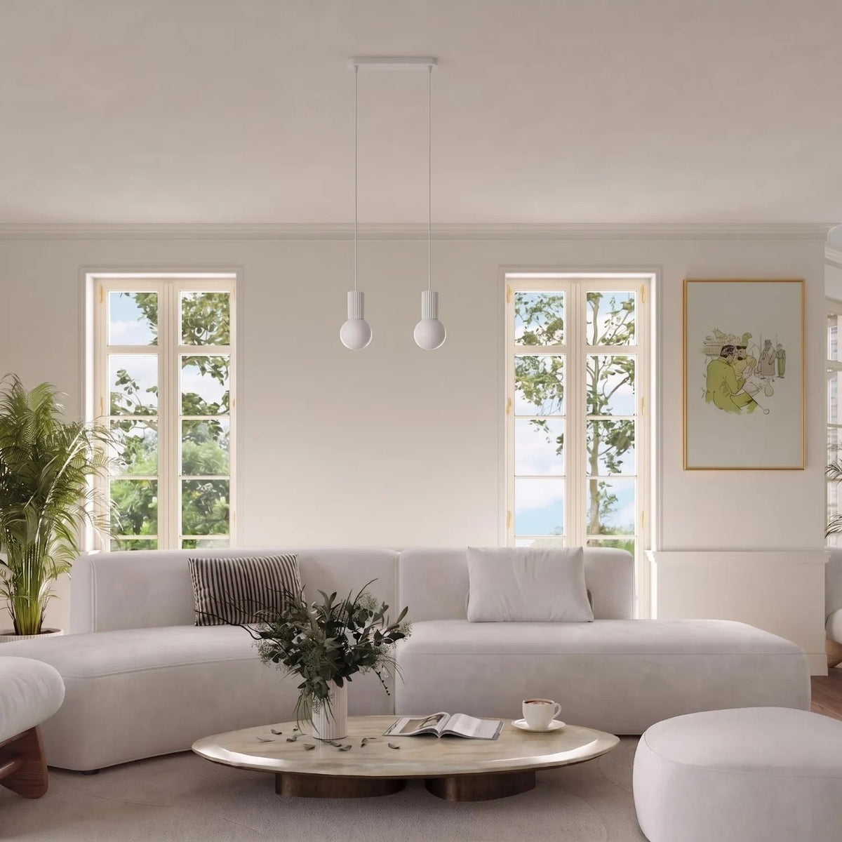 
Design Pendellampe „Halo II“, 3-flammig - Weiss