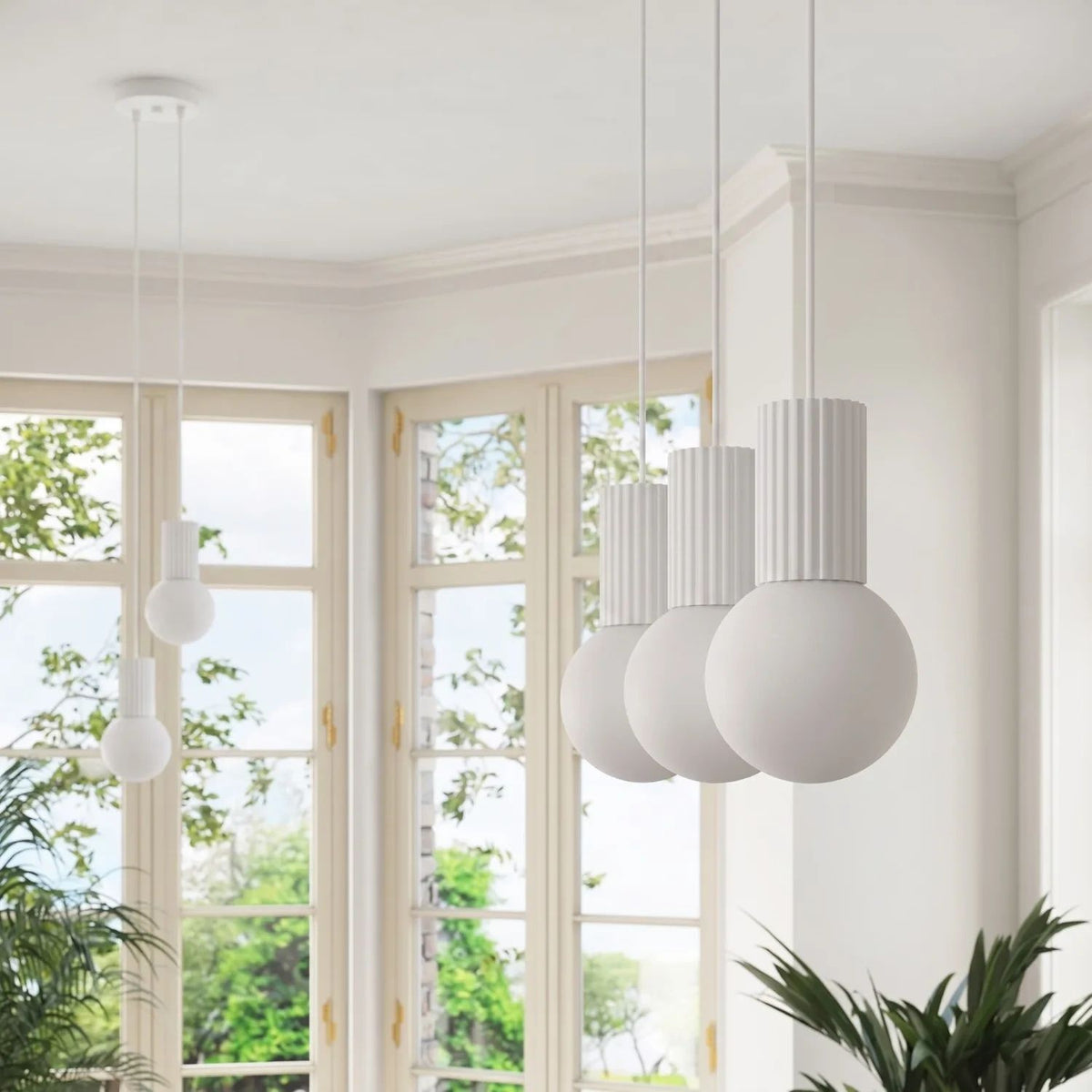 
Design Pendellampe „Halo II“, 3-flammig - Weiss