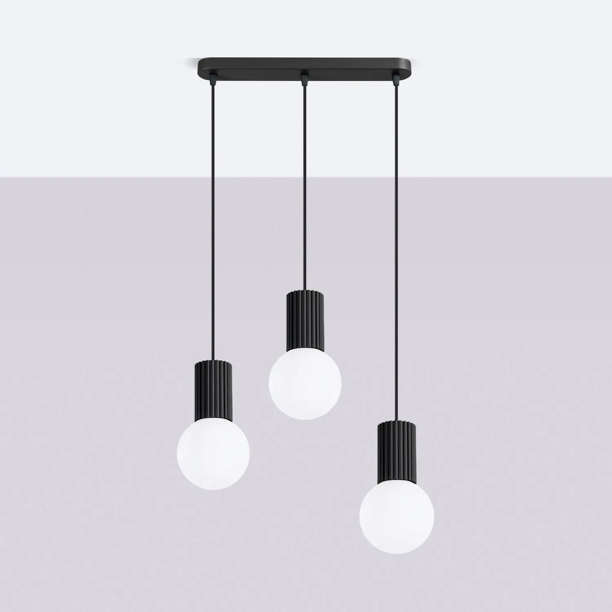 
Design Pendellampe „Halo II“, 3-flammig - Schwarz