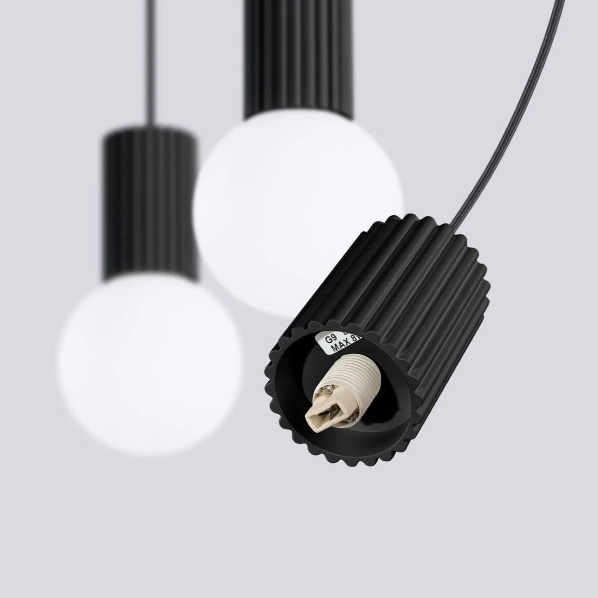 
Design Pendellampe „Halo II“, 3-flammig - Schwarz