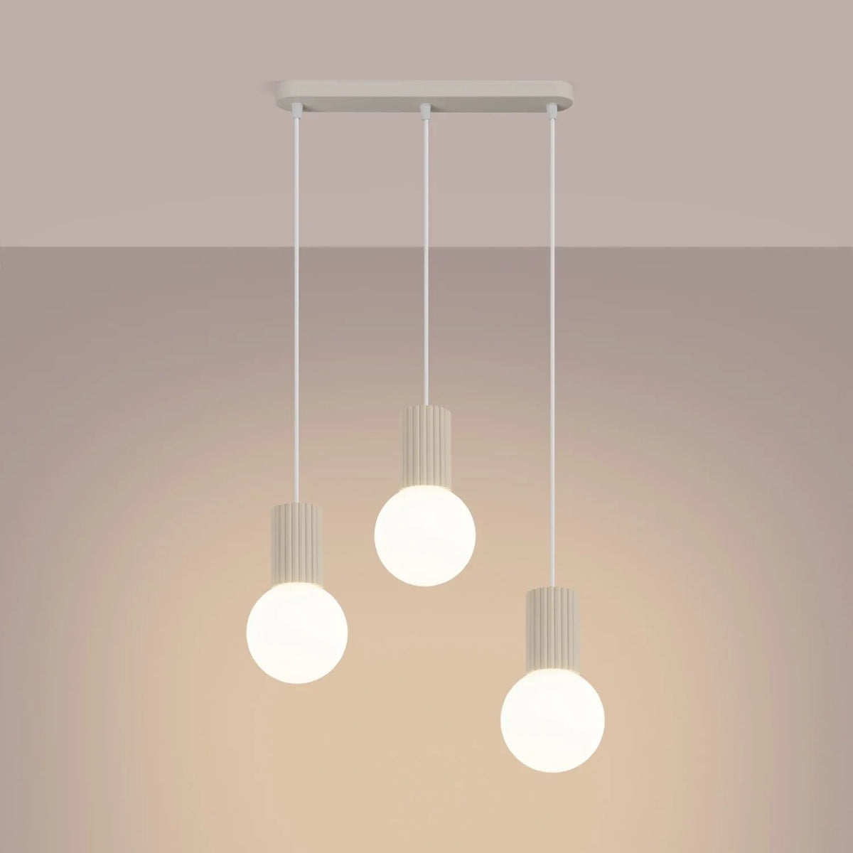 
Design Pendellampe „Halo II“, 3-flammig - Beige