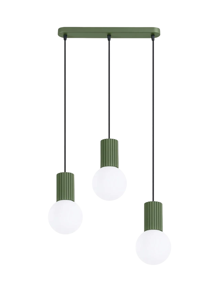 
Design Pendellampe „Halo II“, 3-flammig - Olivgrün