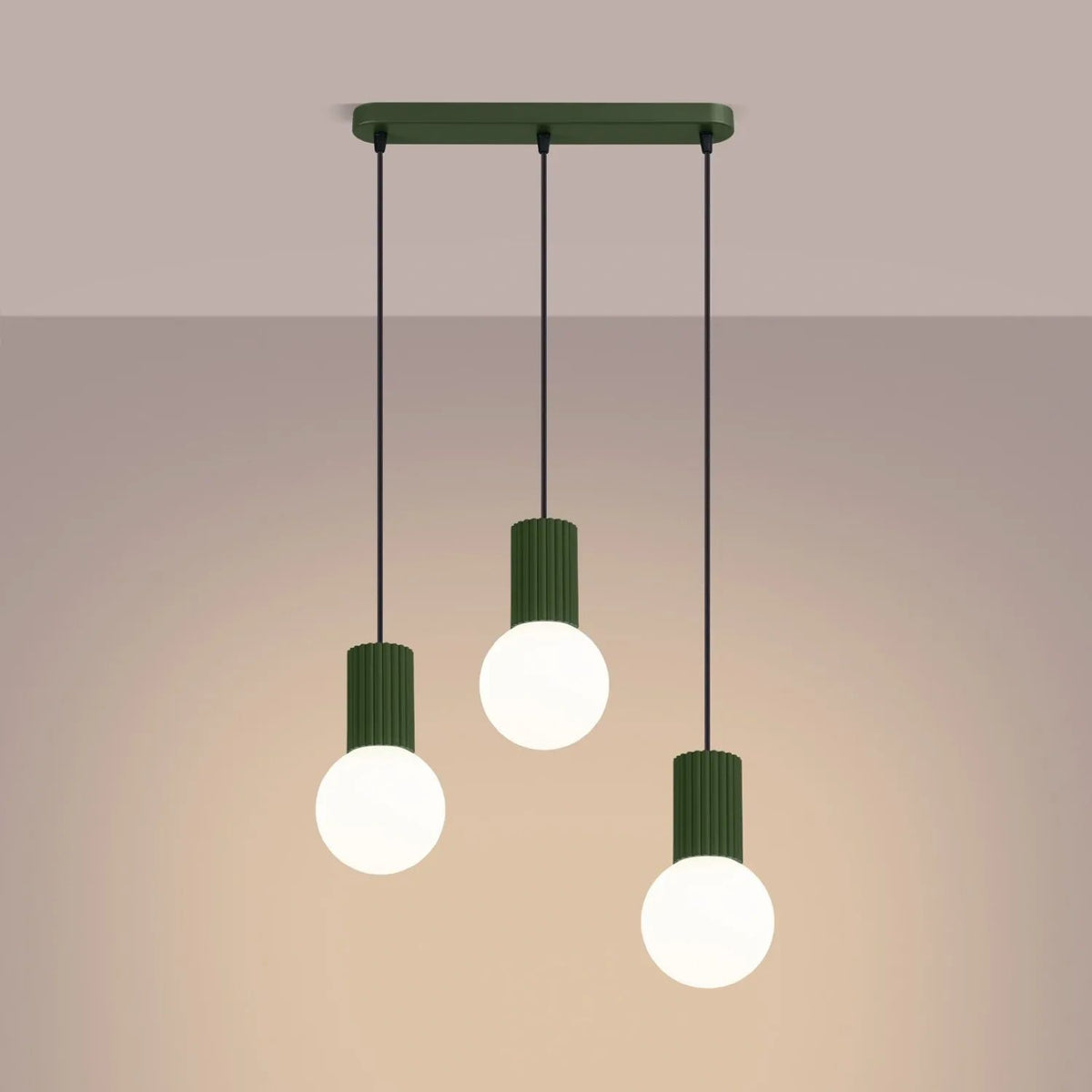 
Design Pendellampe „Halo II“, 3-flammig - Olivgrün