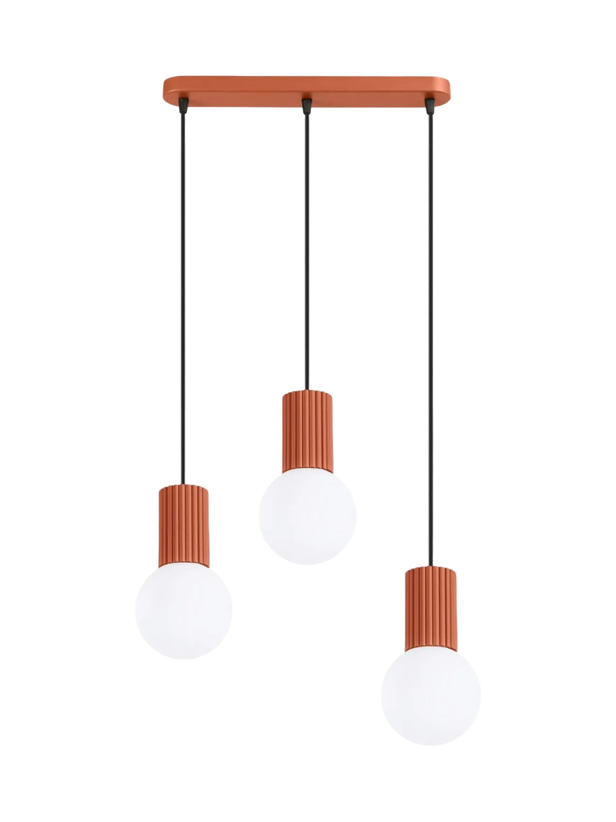 
Design Pendellampe „Halo II“, 3-flammig - Ockerrot
