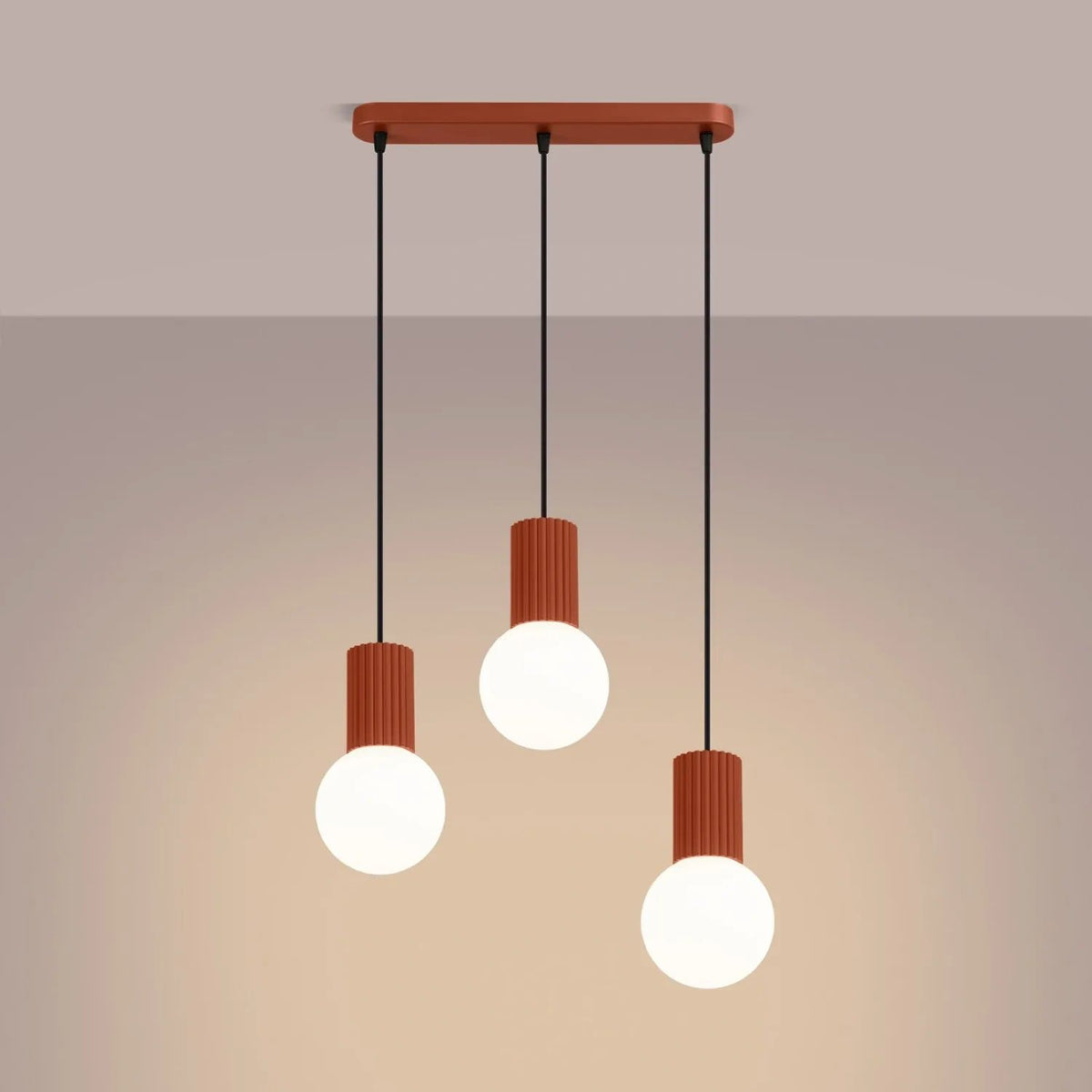 
Design Pendellampe „Halo II“, 3-flammig - Ockerrot