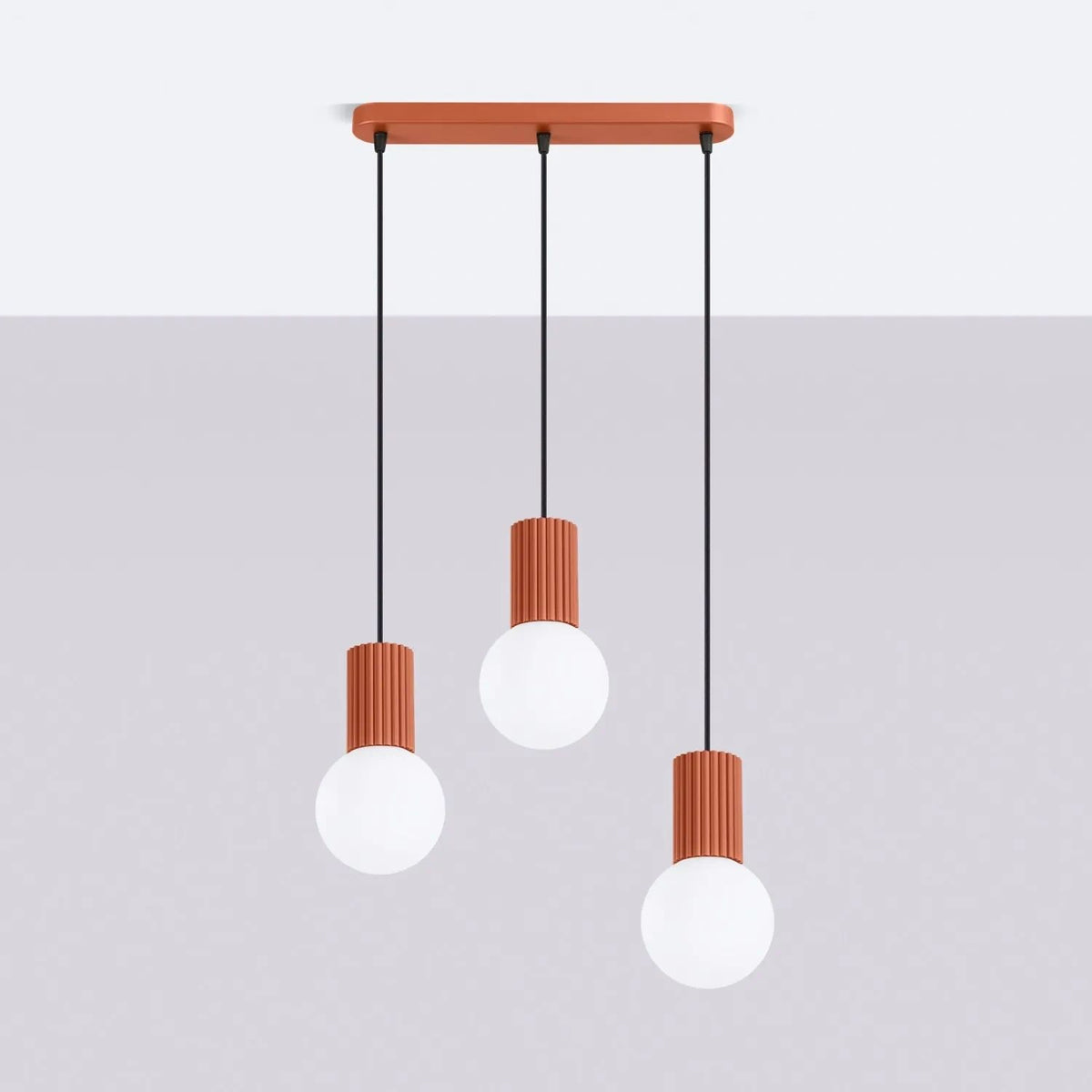 
Design Pendellampe „Halo II“, 3-flammig - Ockerrot