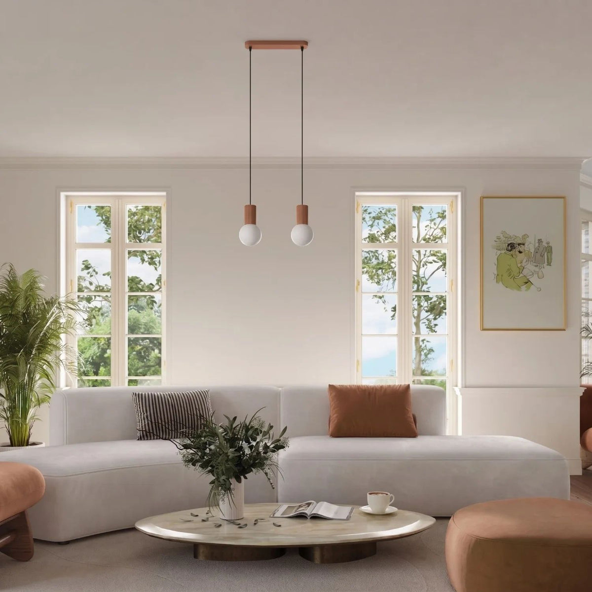 
Design Pendellampe „Halo II“, 3-flammig - Mokka