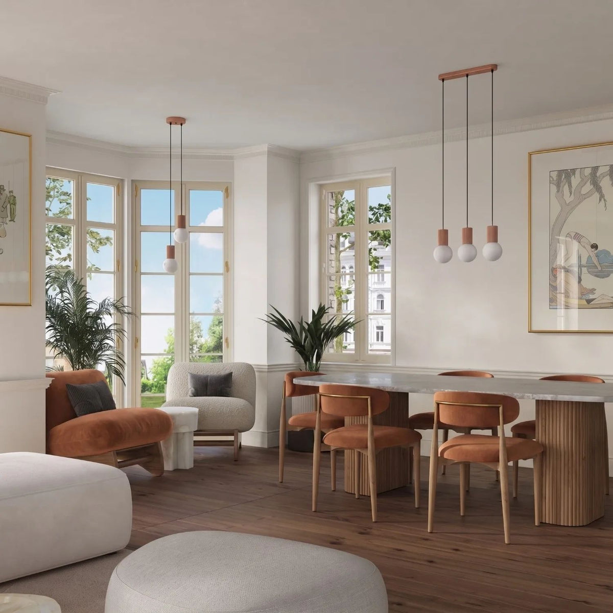 
Design Pendellampe „Halo II“, 3-flammig - Mokka